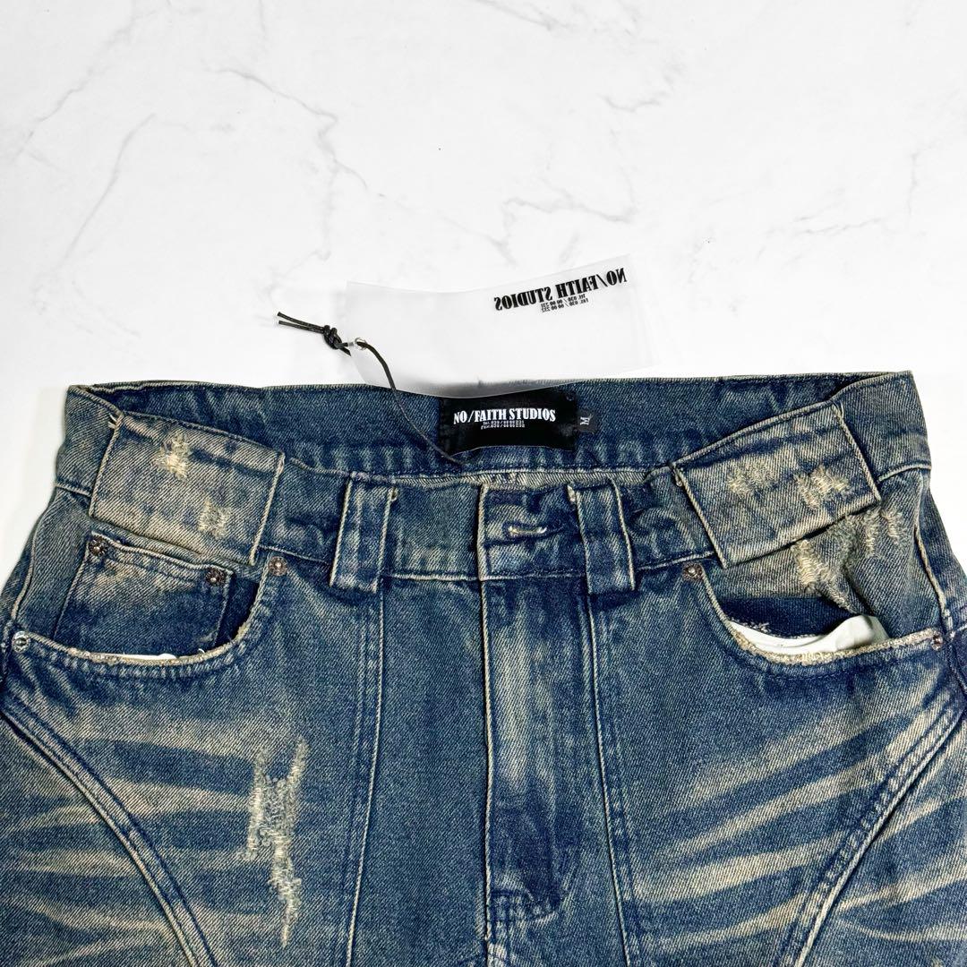 NO/FAITH STUDIOS Denim Wide Leg Pants Y2K Fade M