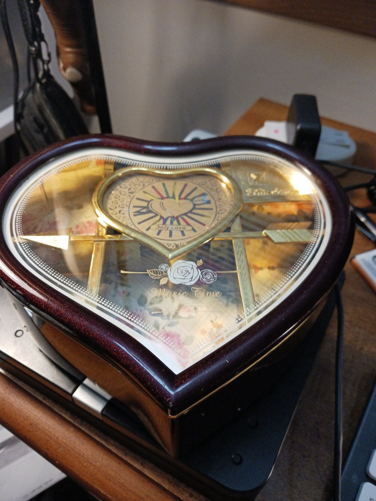 Heart shaped musical music box for valentines plays only love