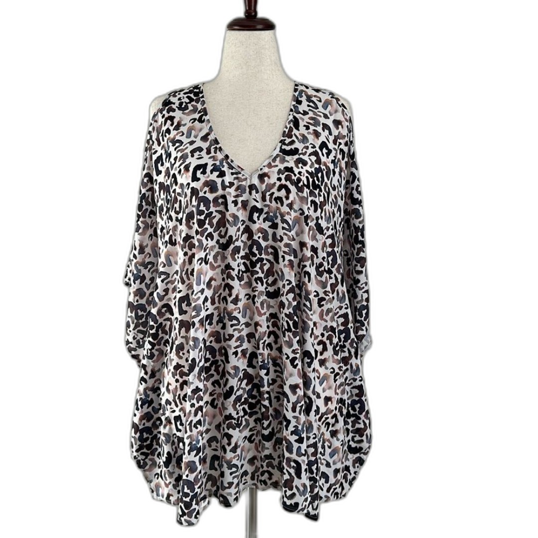Show Me Your Mumu Cold Shoulder Caftan Top Cheetah Print Size M