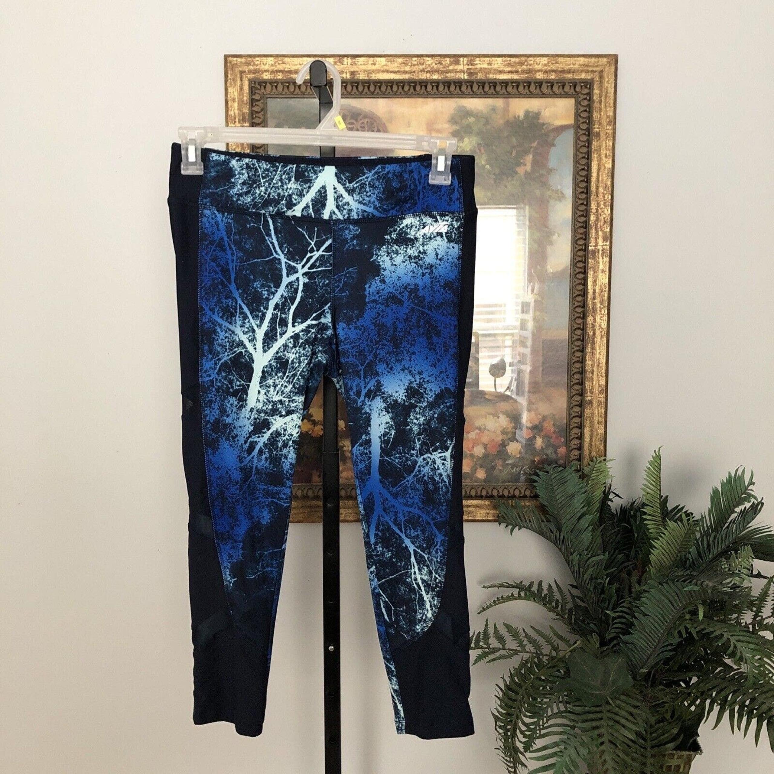 Avia Crop Leggings Women's Large Blue Print Stretch Athletic