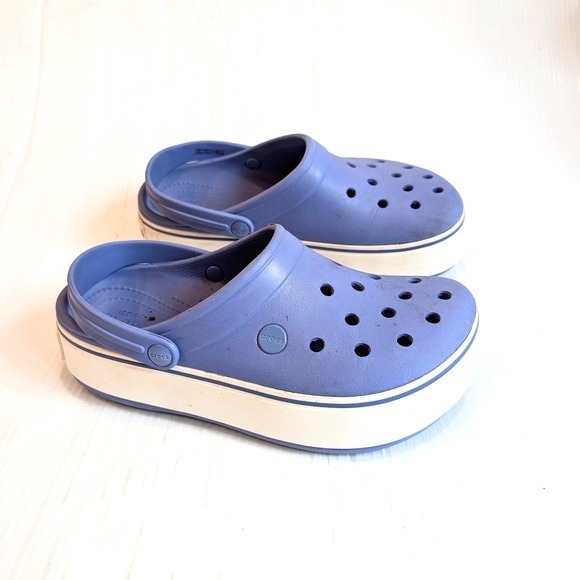 CROCS Women's Crocband Platform Blue Chunky Clogs Size 8