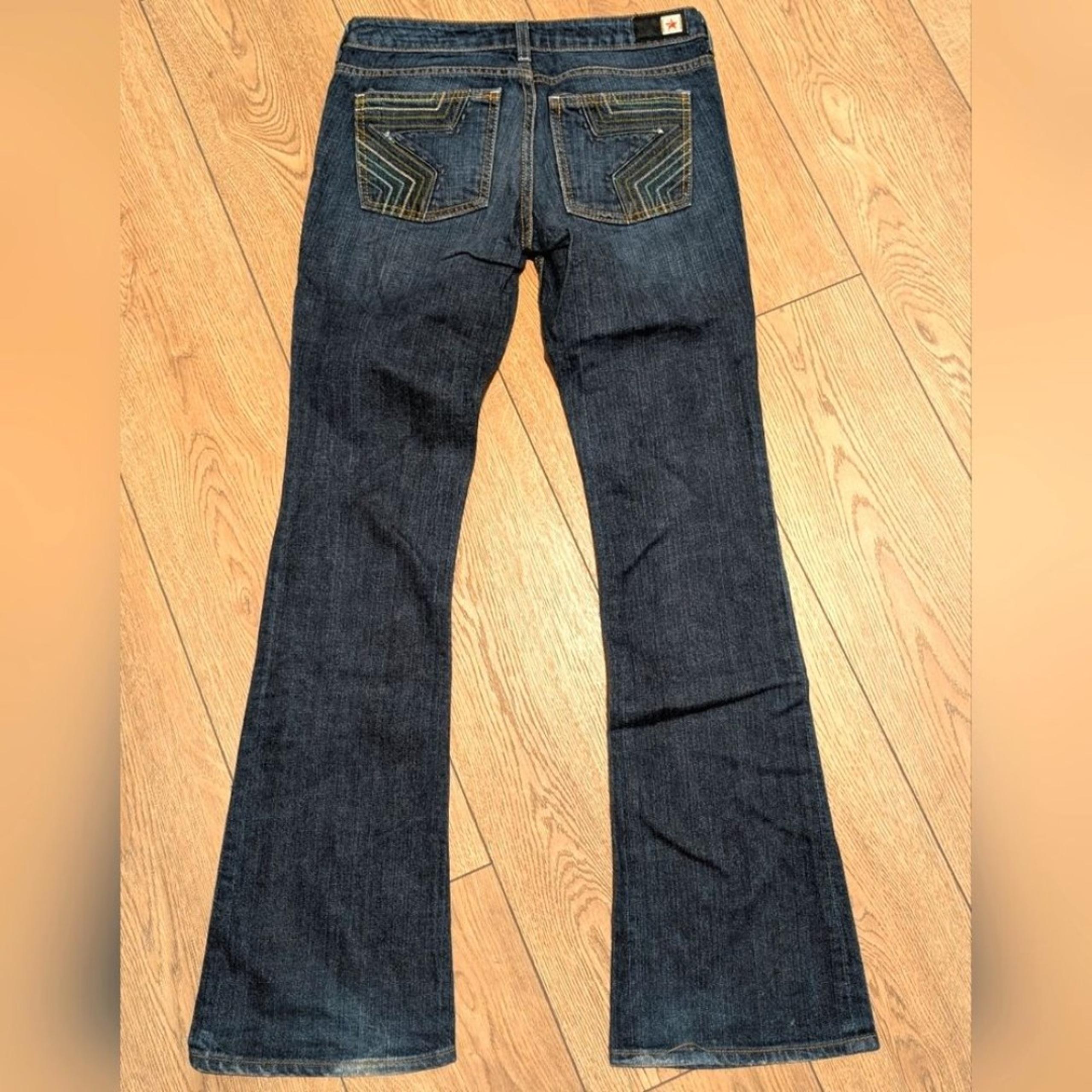 Peoples Liberation Womens 27 Bella Flare Jeans Dark Faded Denim Made In USA