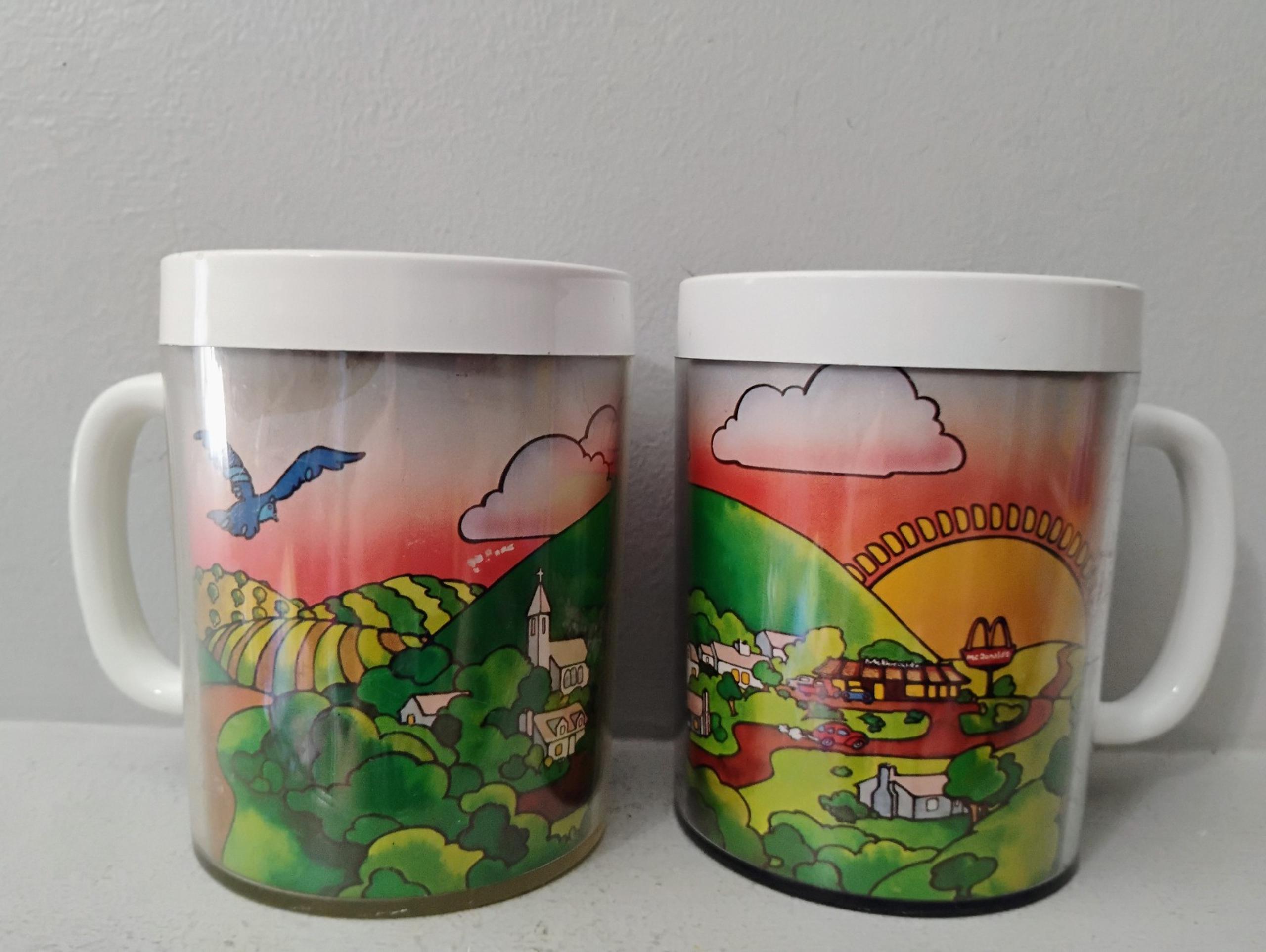Vintage McDonald's Thermo-Serv Plastic Insulated Coffee Cups Mugs