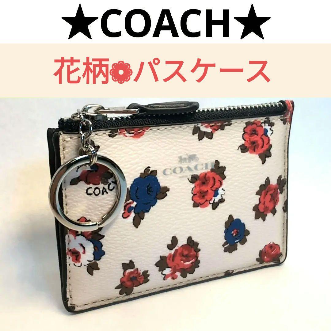 【Unused】COACH Pass Case Coin Case Floral Pattern Instruction Manual with Pouch