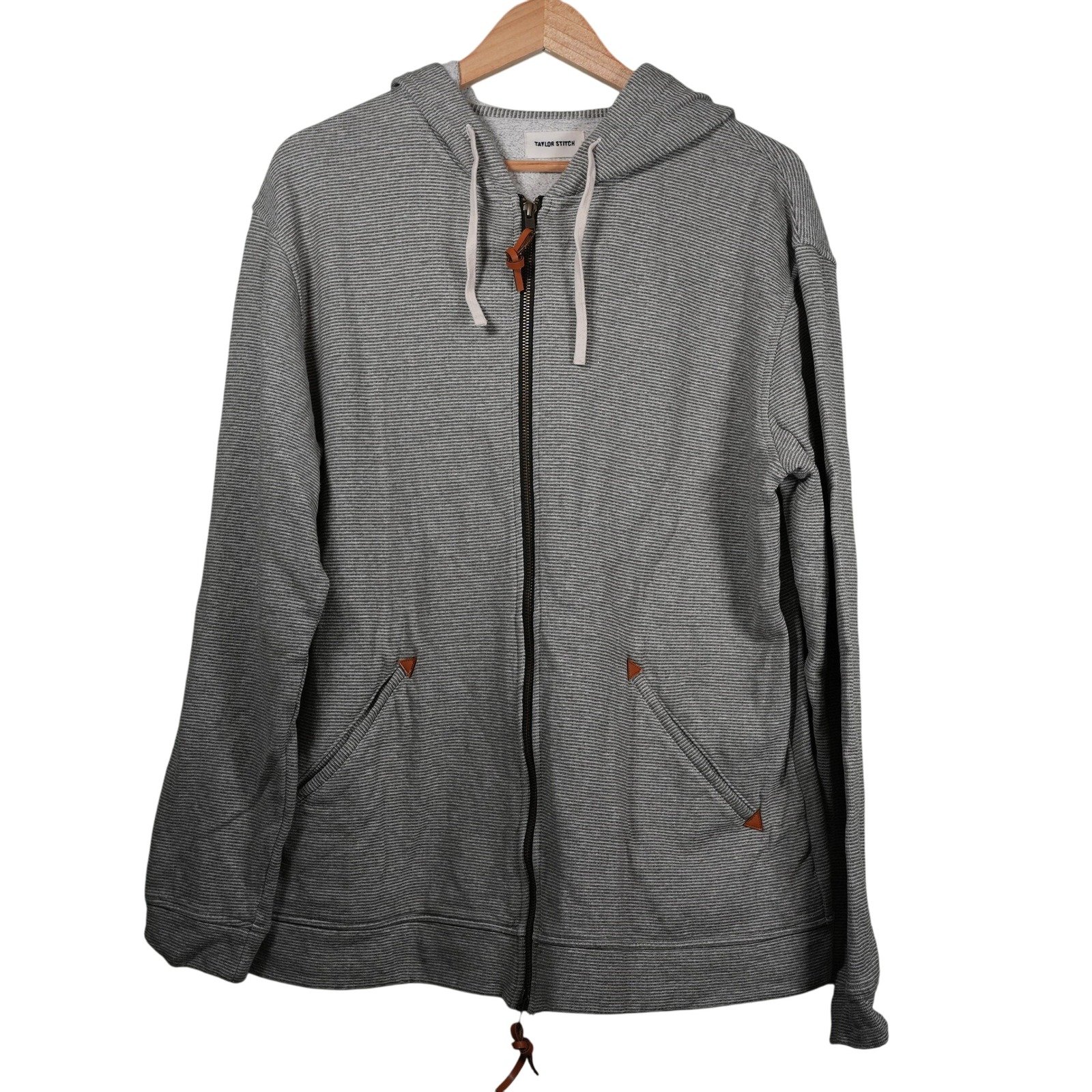 Taylor Stitch Mens Apres Hoodie Large 46 Stripe Zip Hemp Outdoor Gorpcore