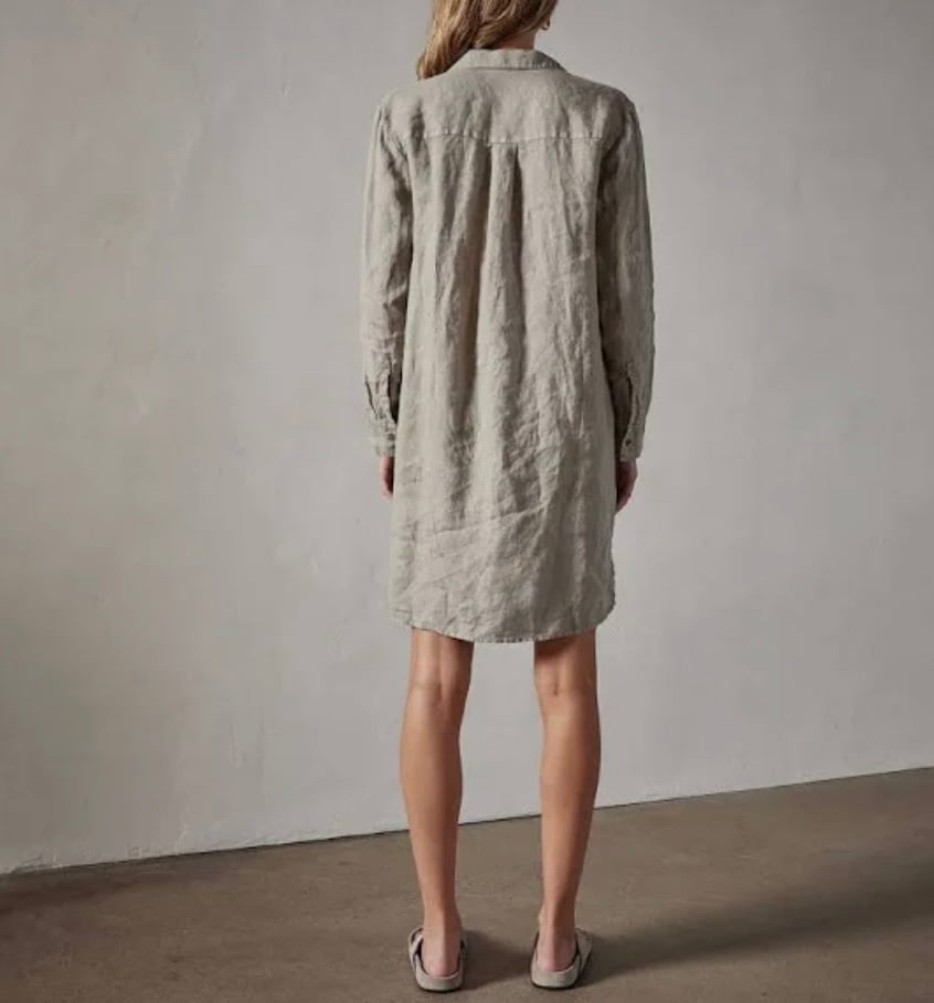James Perse LA 100% Linen Button Front Shirt Dress Women Size 1/Small Lagenlook