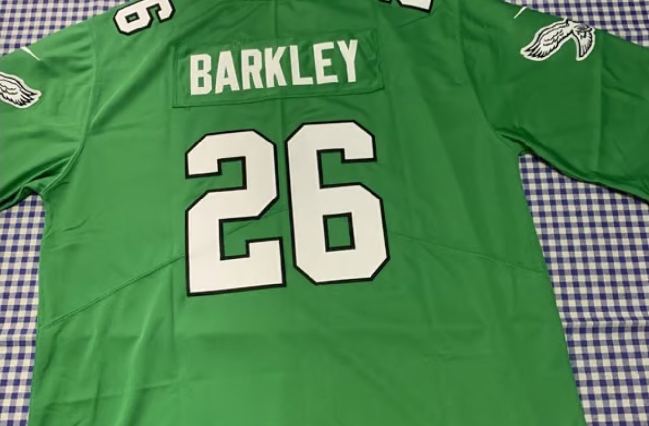 NWT Saquon Barkley Philadelphia Eagles Throwback Kelly Green Jersey SizeL