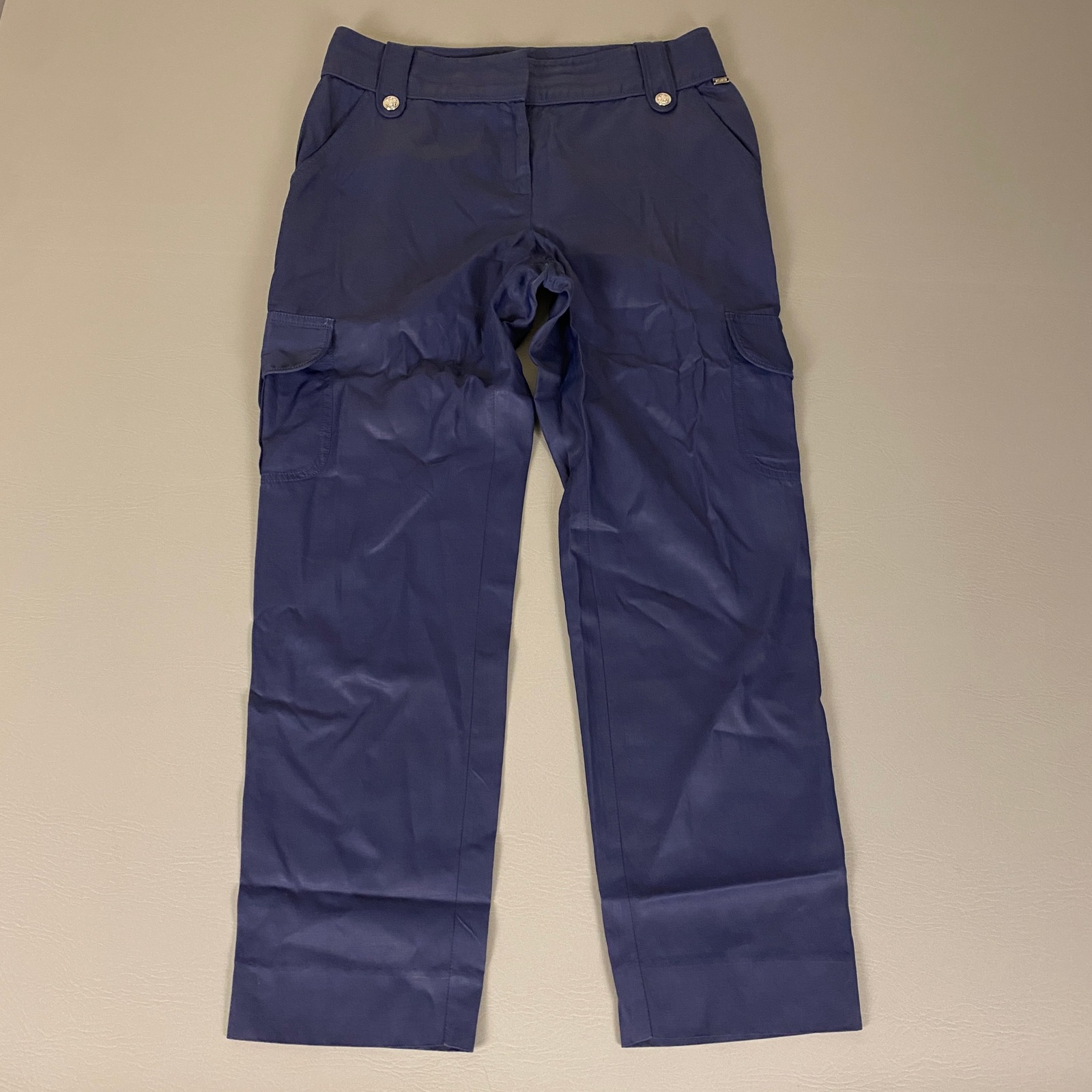 St. John Cargo Pants Womens Size 6 Blue Pockets High Rise Trousers Made in USA