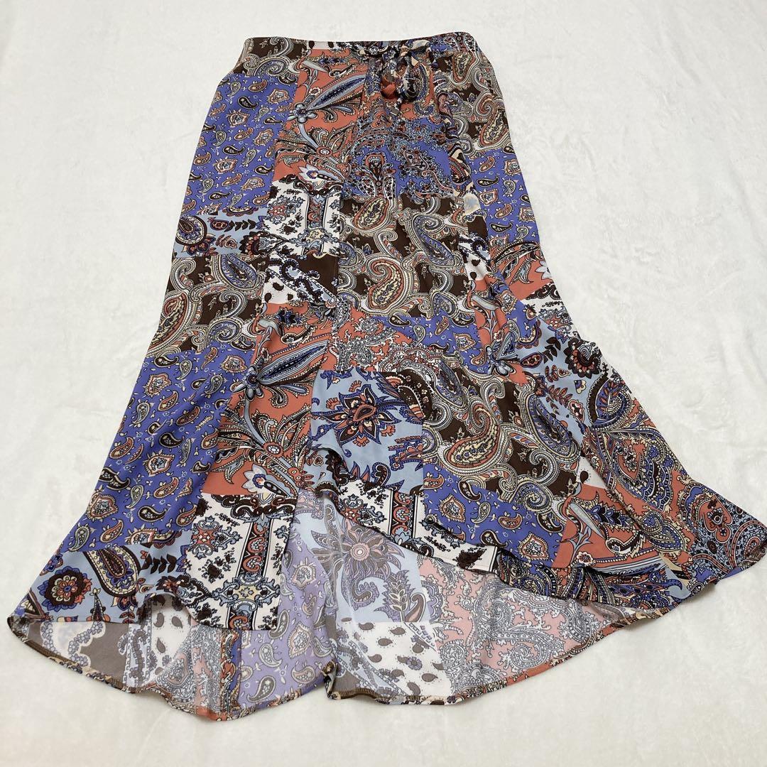 Grace Continental Paisley Wrap Skirt, Multicolor, Made in Japan