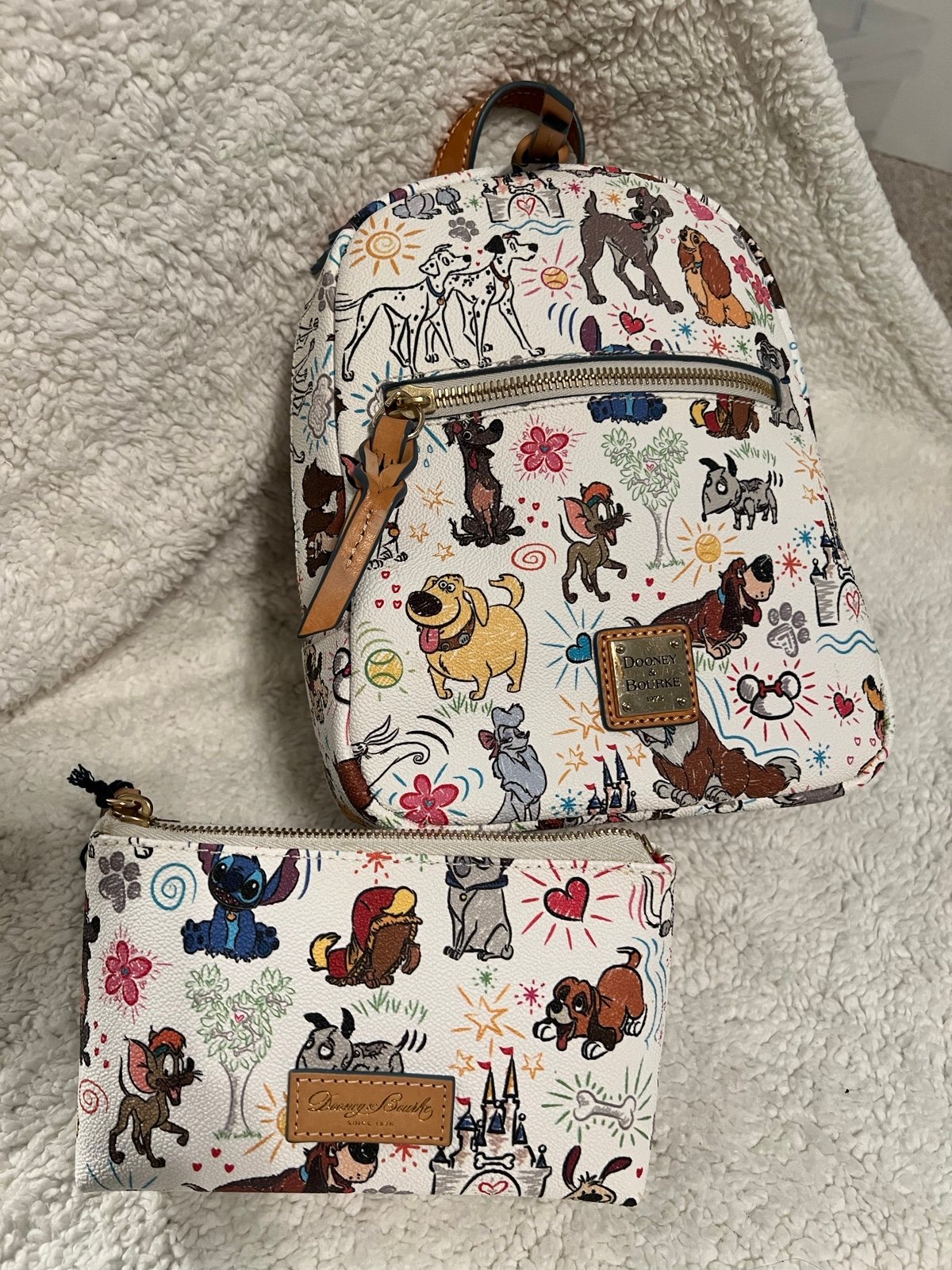Dooney and Bourke disney dogs backpack and makeup bag