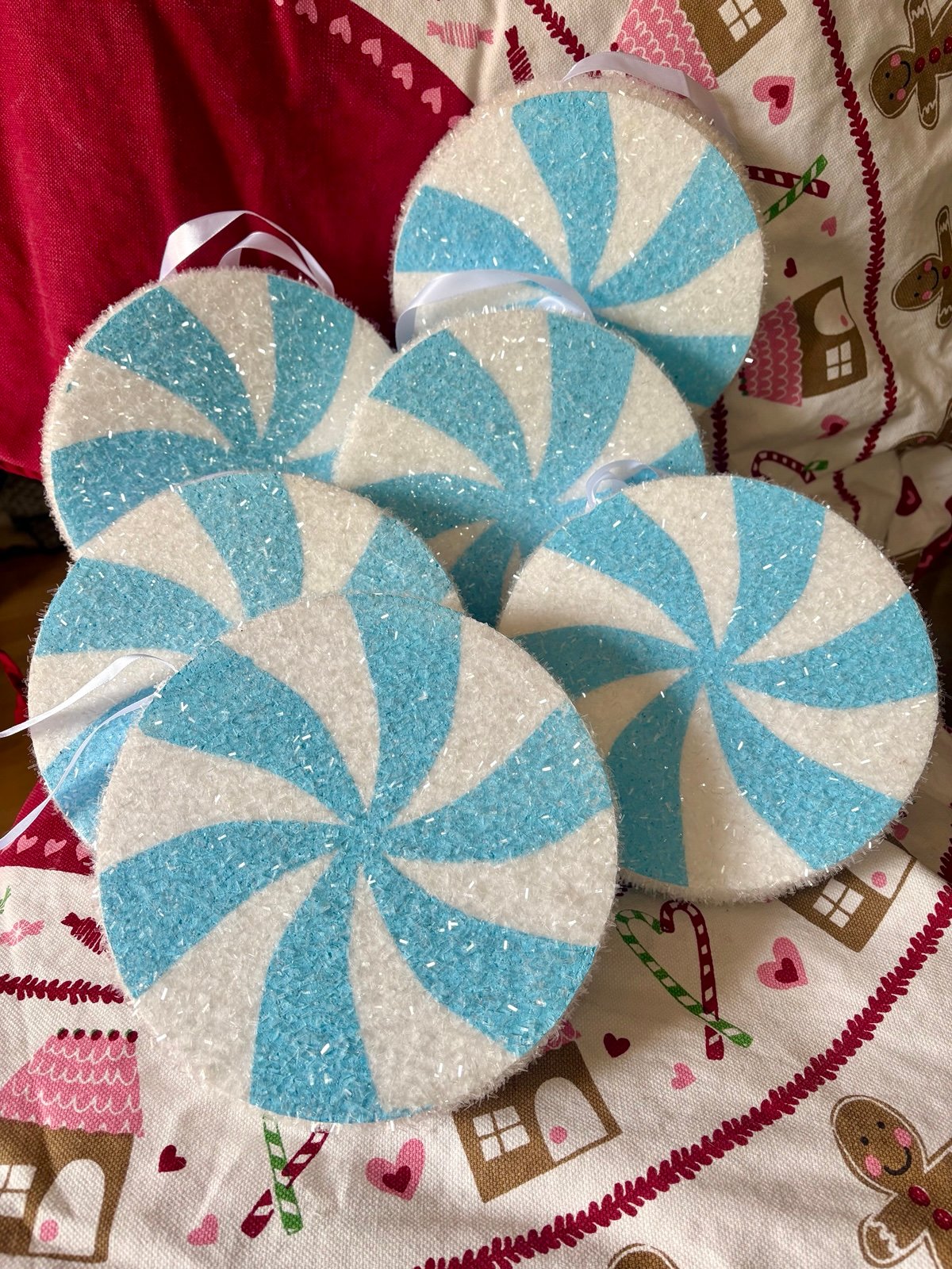 Large Peppermint Candy Christmas shattered proof 6pc