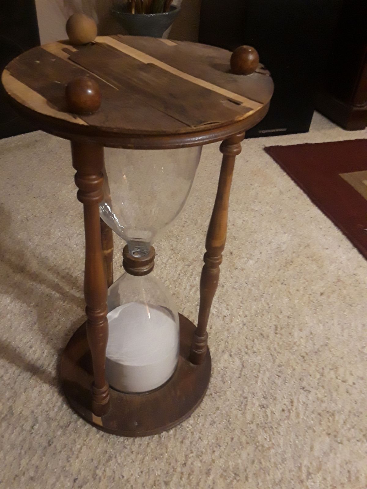 Hour glass, clock 22 1/2 in tall