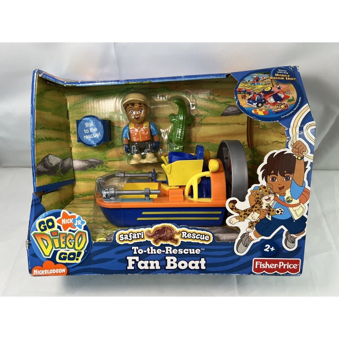 Fisher-Price Nick JR. Go Diego Go To The Rescue Fan Boat Crocodile NIB VTG 2007