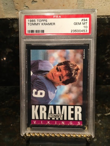 1985 Topps Tommy Kramer #94 Gem Mint PSA 10 Minnesota Vikings