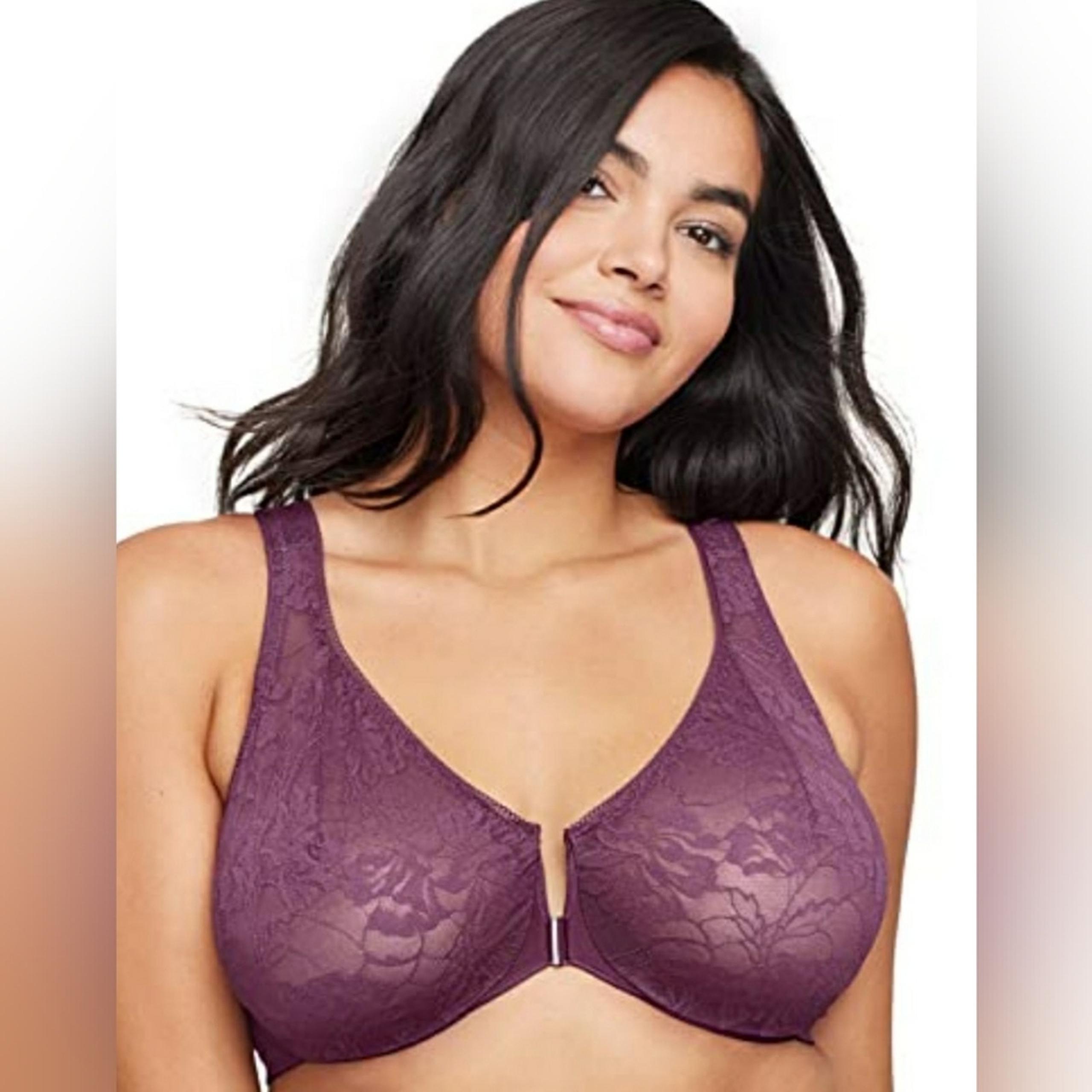 Glamorise Women's Plus Size Lacey T-Back Wonderwire Bra Underwire, 38F