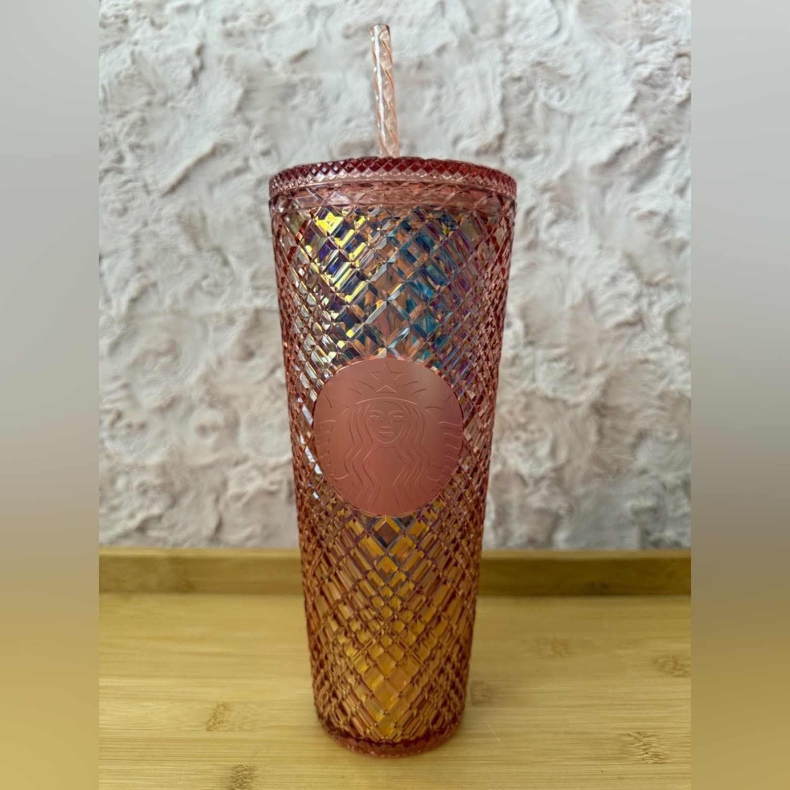 Starbucks Rose Gold Jeweled Bling Sparkle Tumbler Venti Studded Holiday 2021 New
