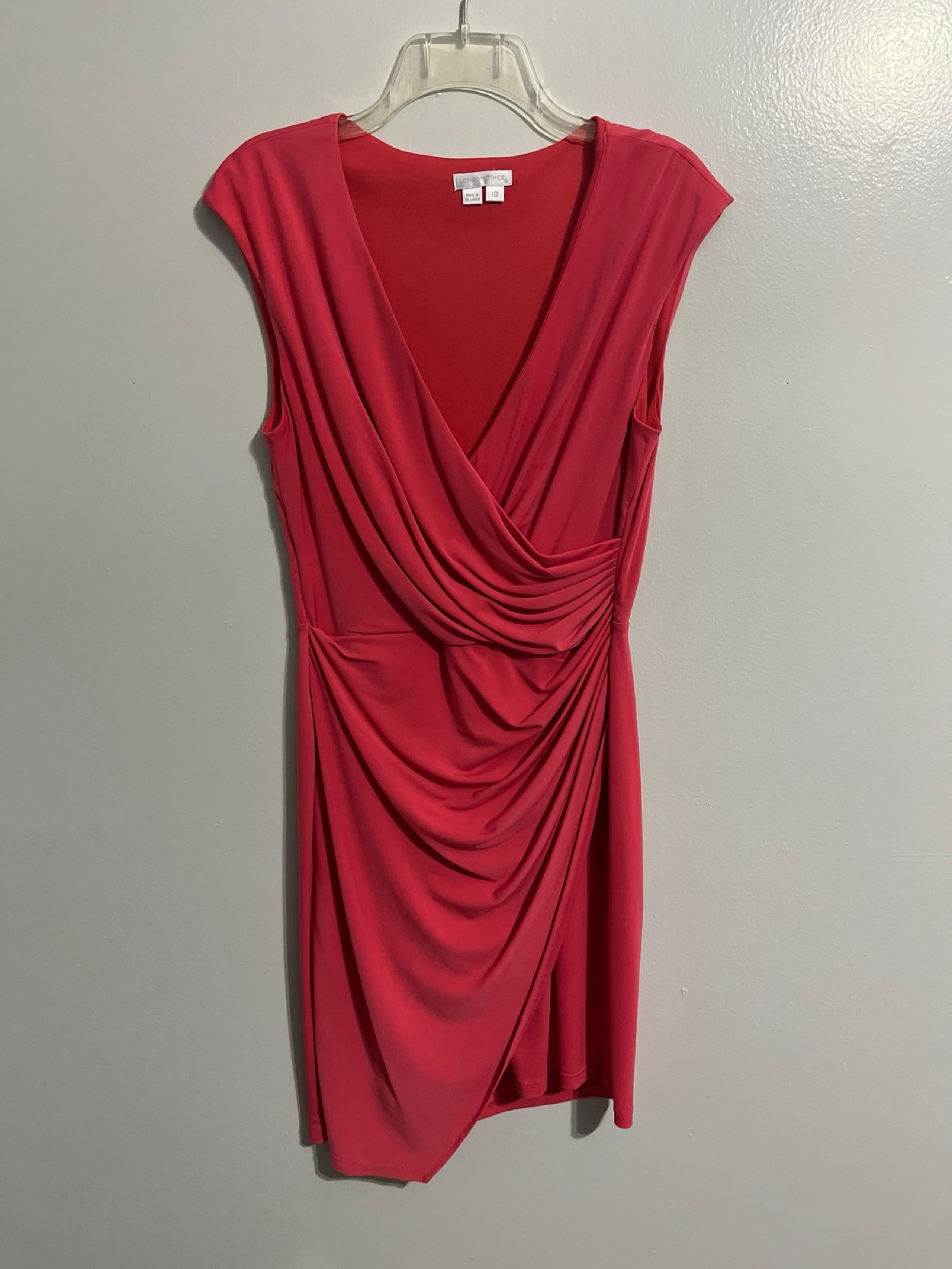 London Times Size (10) wrapped front dress Coral color