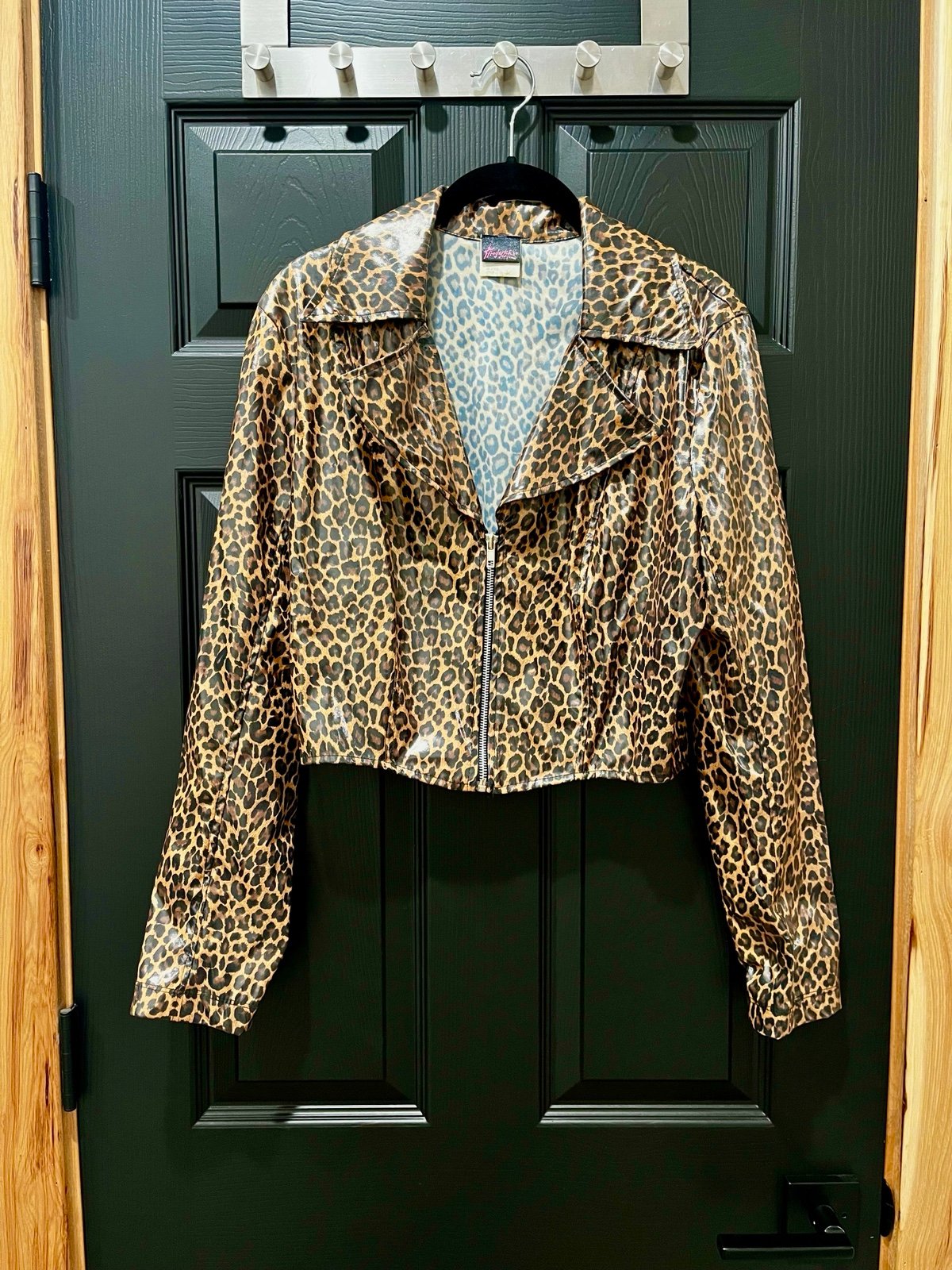 Fredricks of Hollywood Faux Leather Leopard Print Jacket