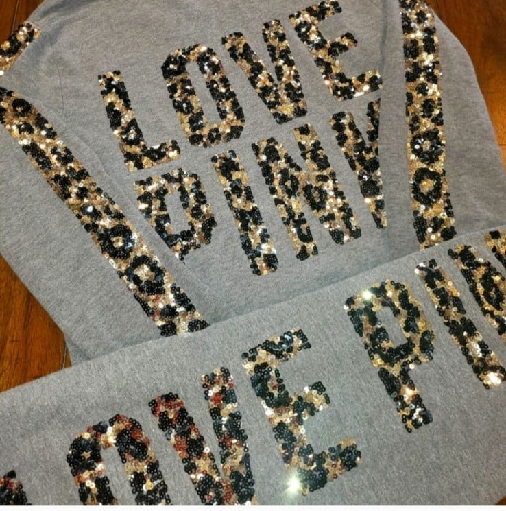 VICTORIA'S SECRET PINK BLING CHEETAH/LEOPARD HOODIE/JOGGER SET HTF