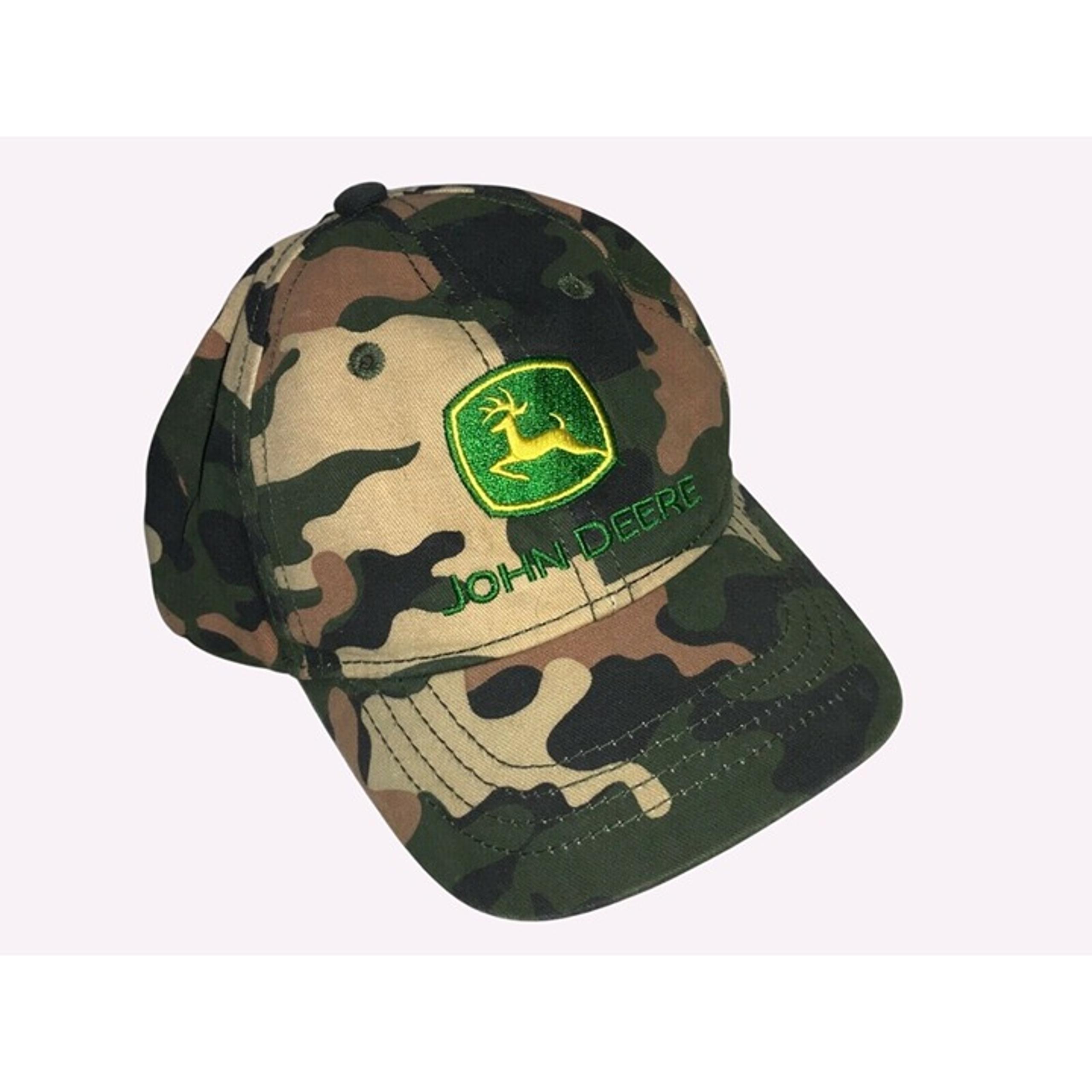 John Deere Toddler Camo Cap Elastic Back Cotton Hat Embroidered Logo One Size