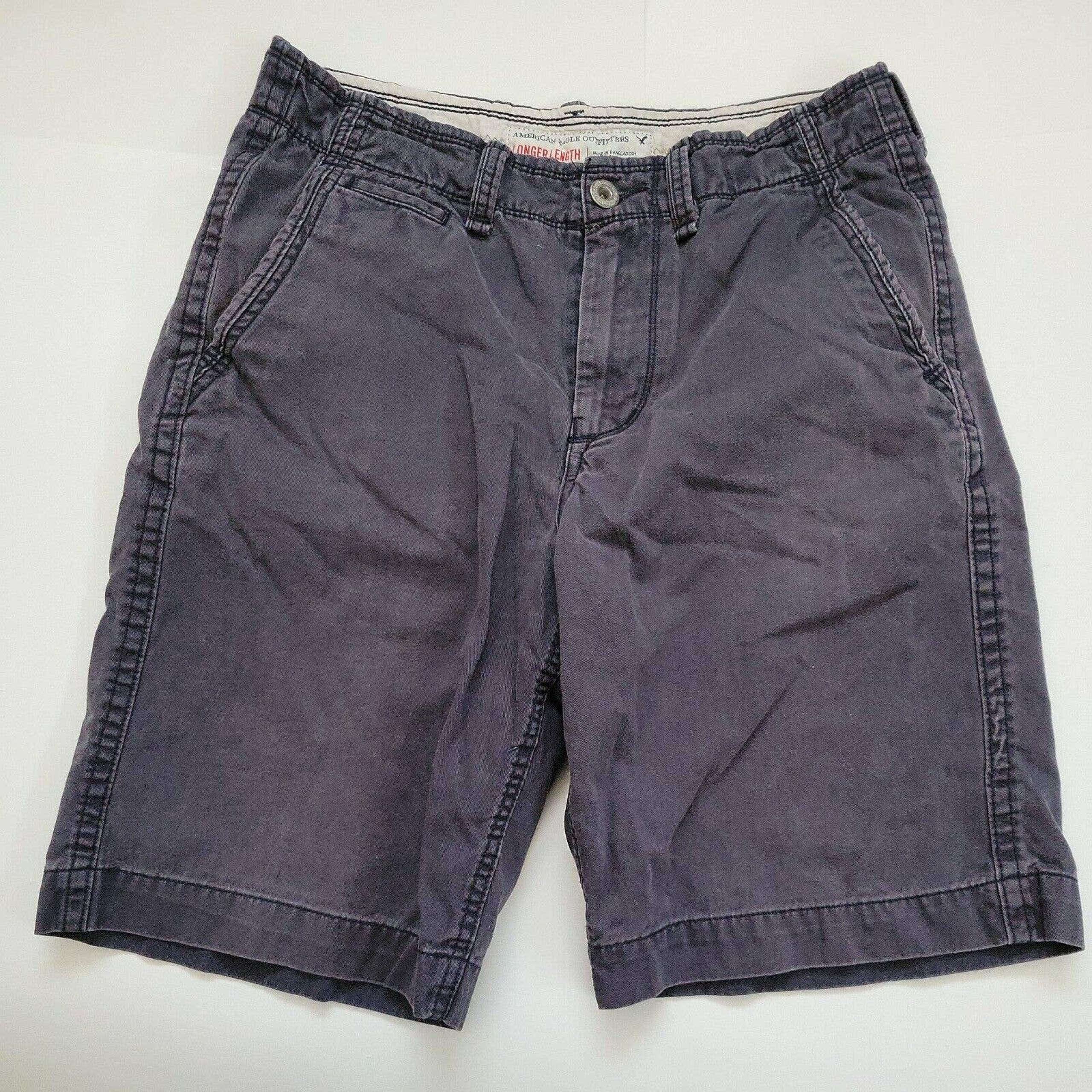 American Eagle Longer Length Mens Chino Shorts 32 (35) Navy Blue Classic