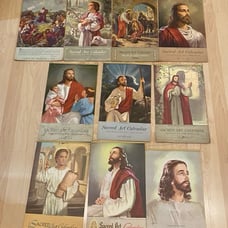 Vintage religious Christian funeral sacred art calendar lot of 10