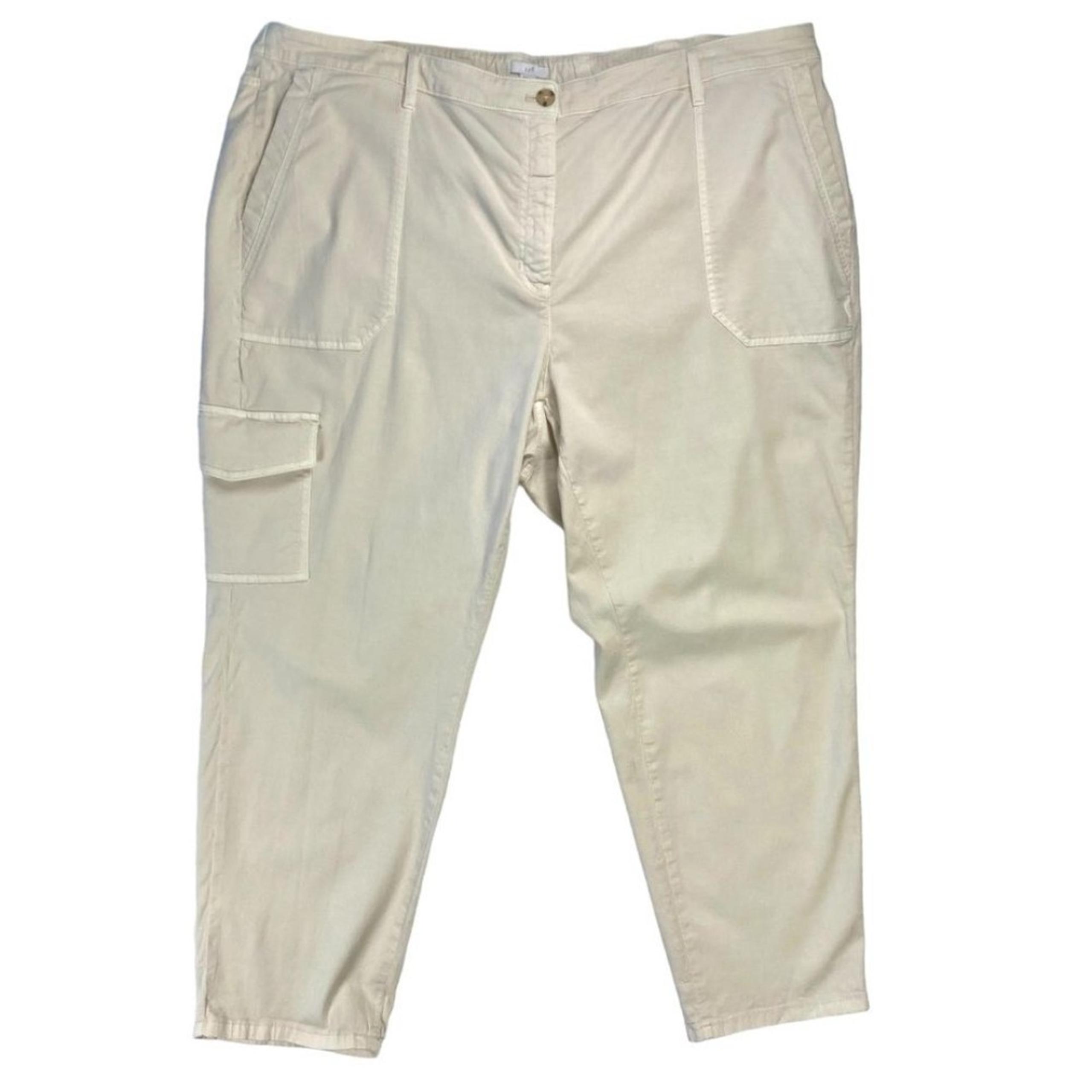 J. Jill Cargo Pants Womens 26 Beige Cotton High Rise Elastic Waistband Wide Leg