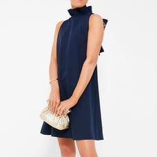 Tuckernuck Blythe Ruffle Neck Tie Back Dress in Navy Size Small Gently Used