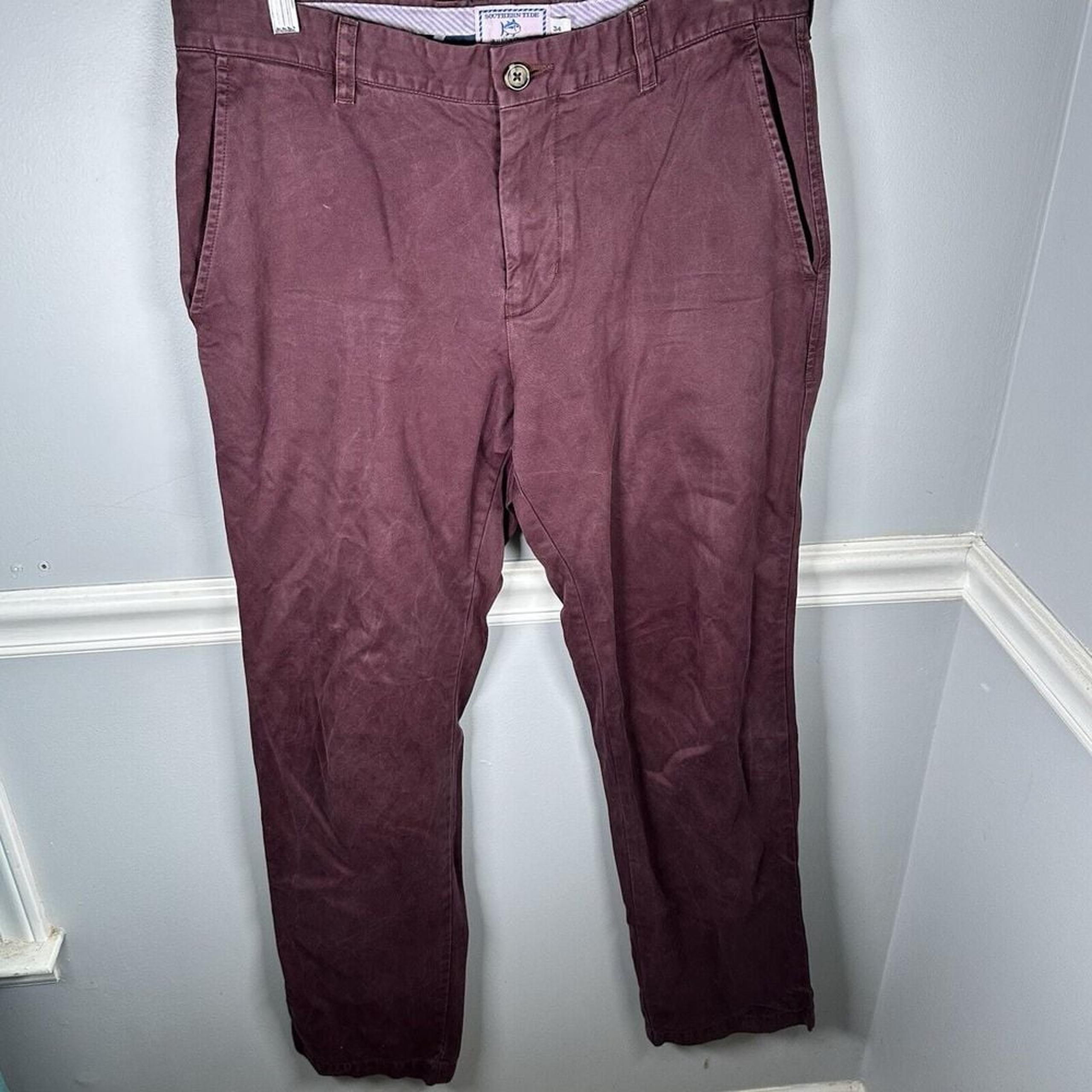 Southern Tide The Skipjack Men's Size 34x32 Maroon Khaki Chino Pants