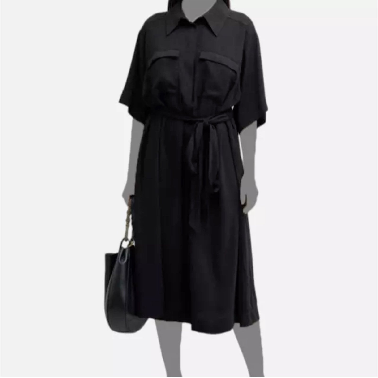 Whitney Morgan Women's Black Elbow-Sleeve Utility dress Shirtdress Plus Size 3X