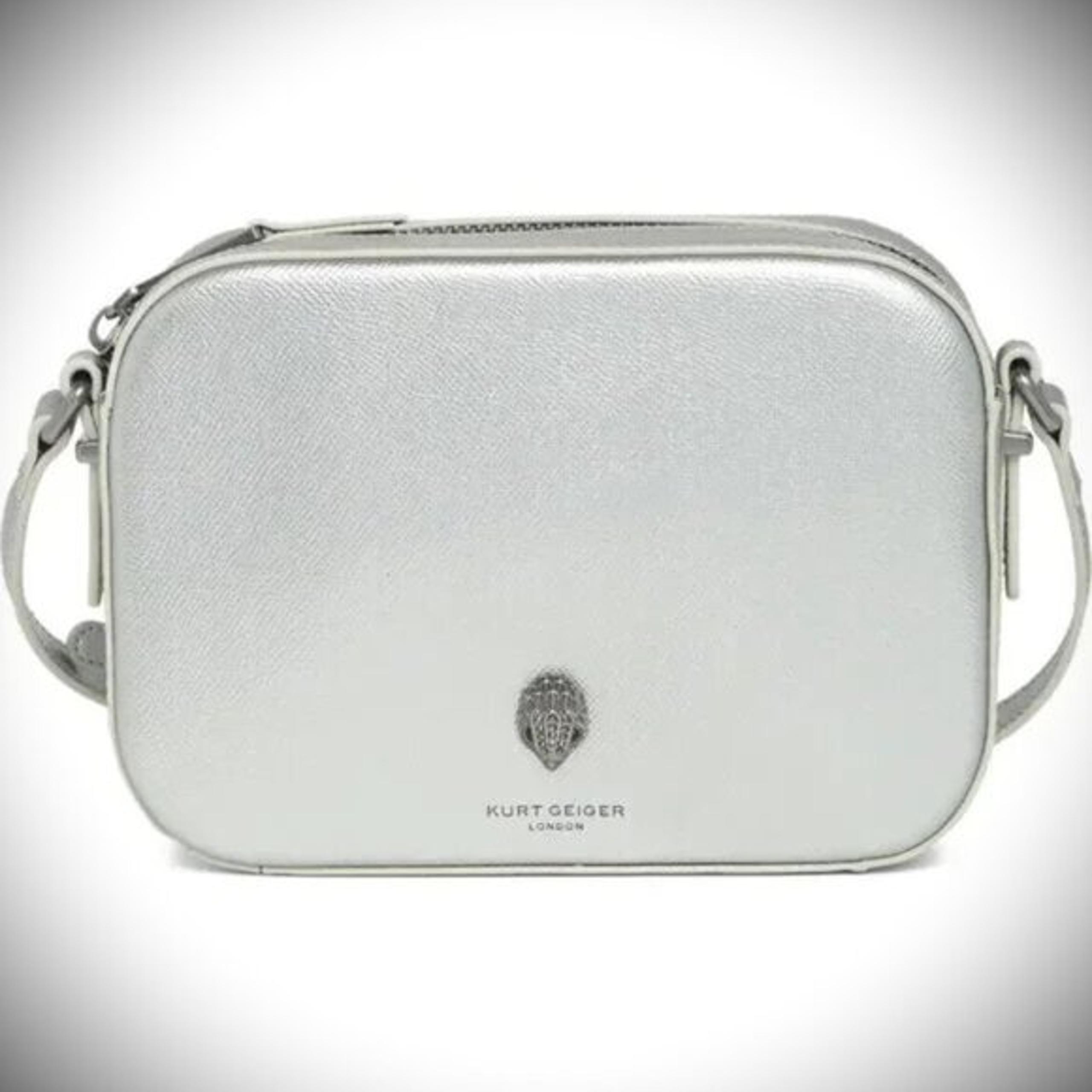KURT GEIGER London Richmond Silver/Pewter Color Leather Crossbody Bag