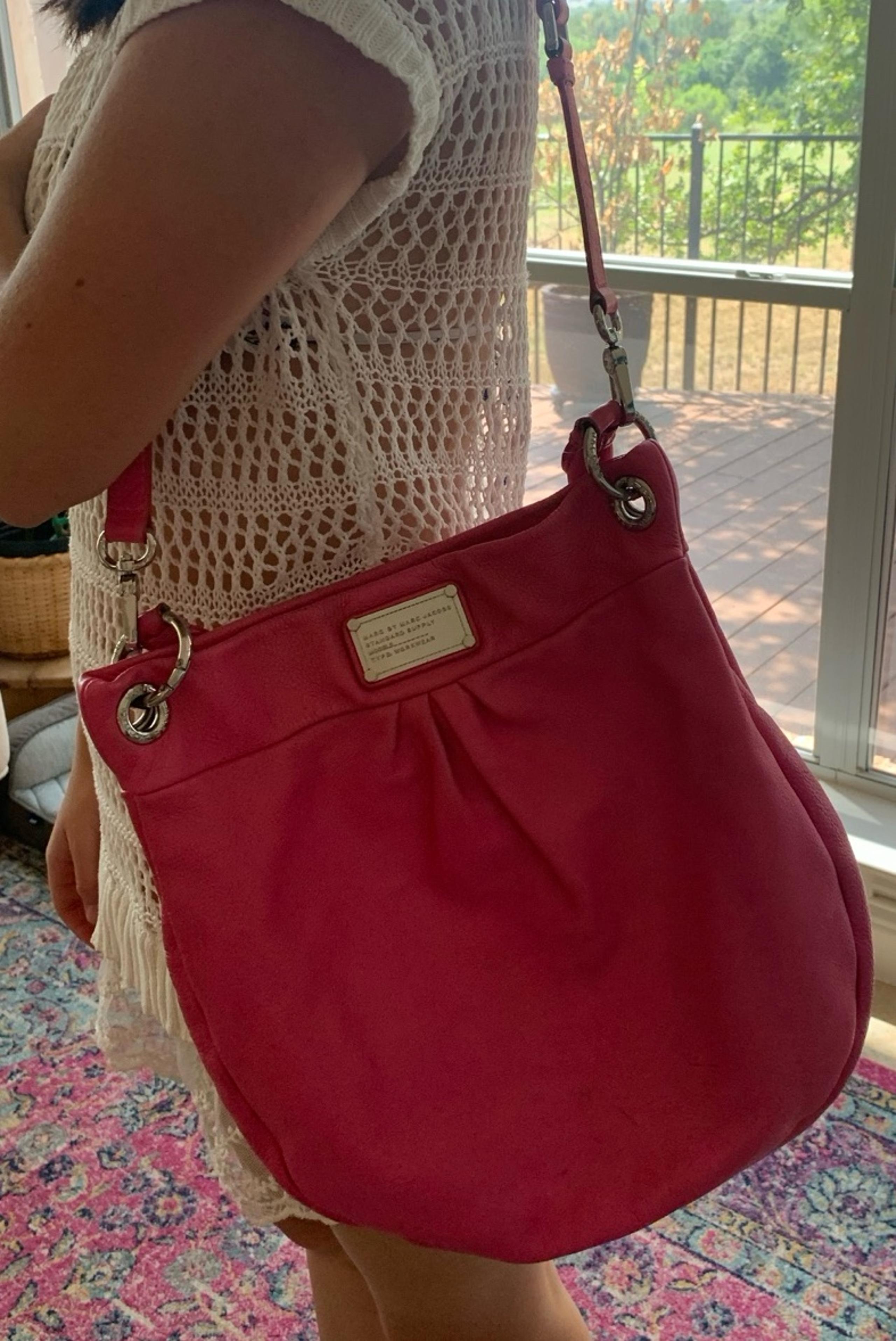 Marc by Marc Jacobs Hot Pink Leather Hobo Crossbody Bag