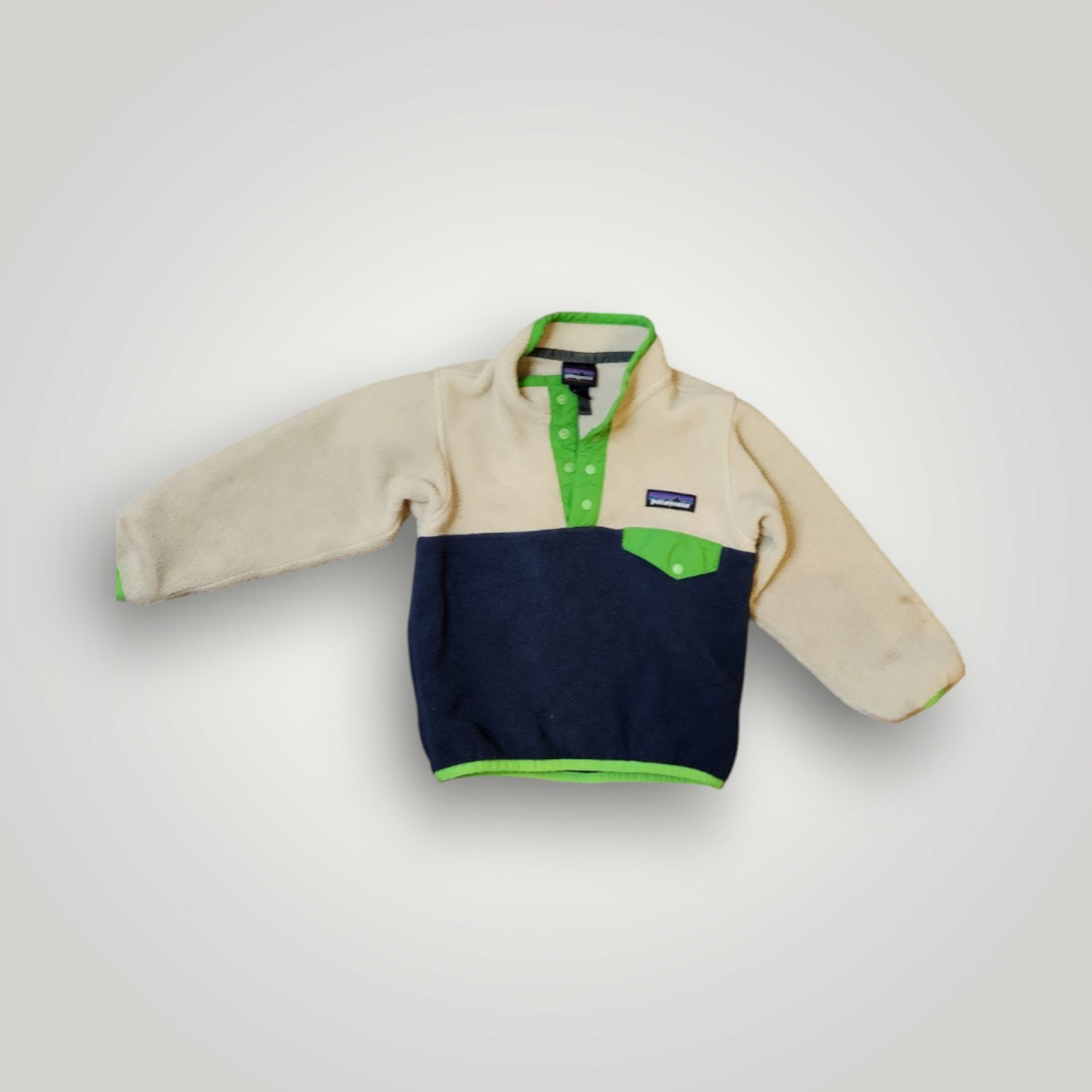 Patagonia Synchilla Kids Fleece Jacket Cream and Navy 2t