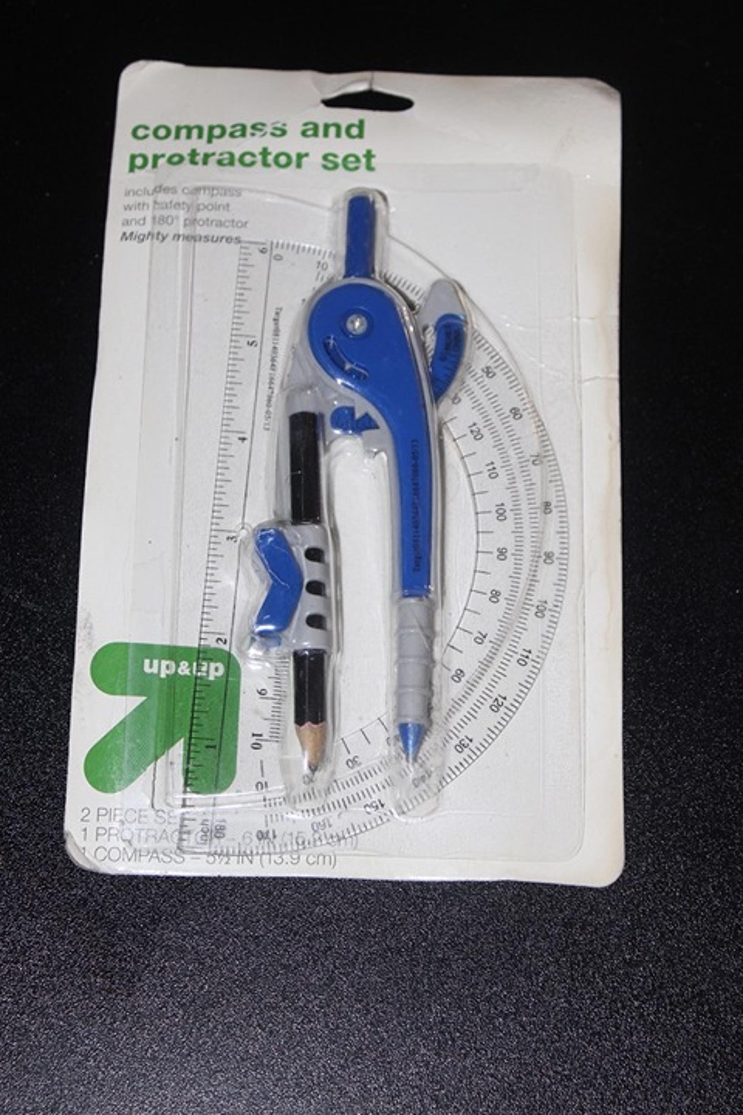 Vintage Up&Up Universal Locking Compass 5.5 inches and Protractor Set 6 NEW