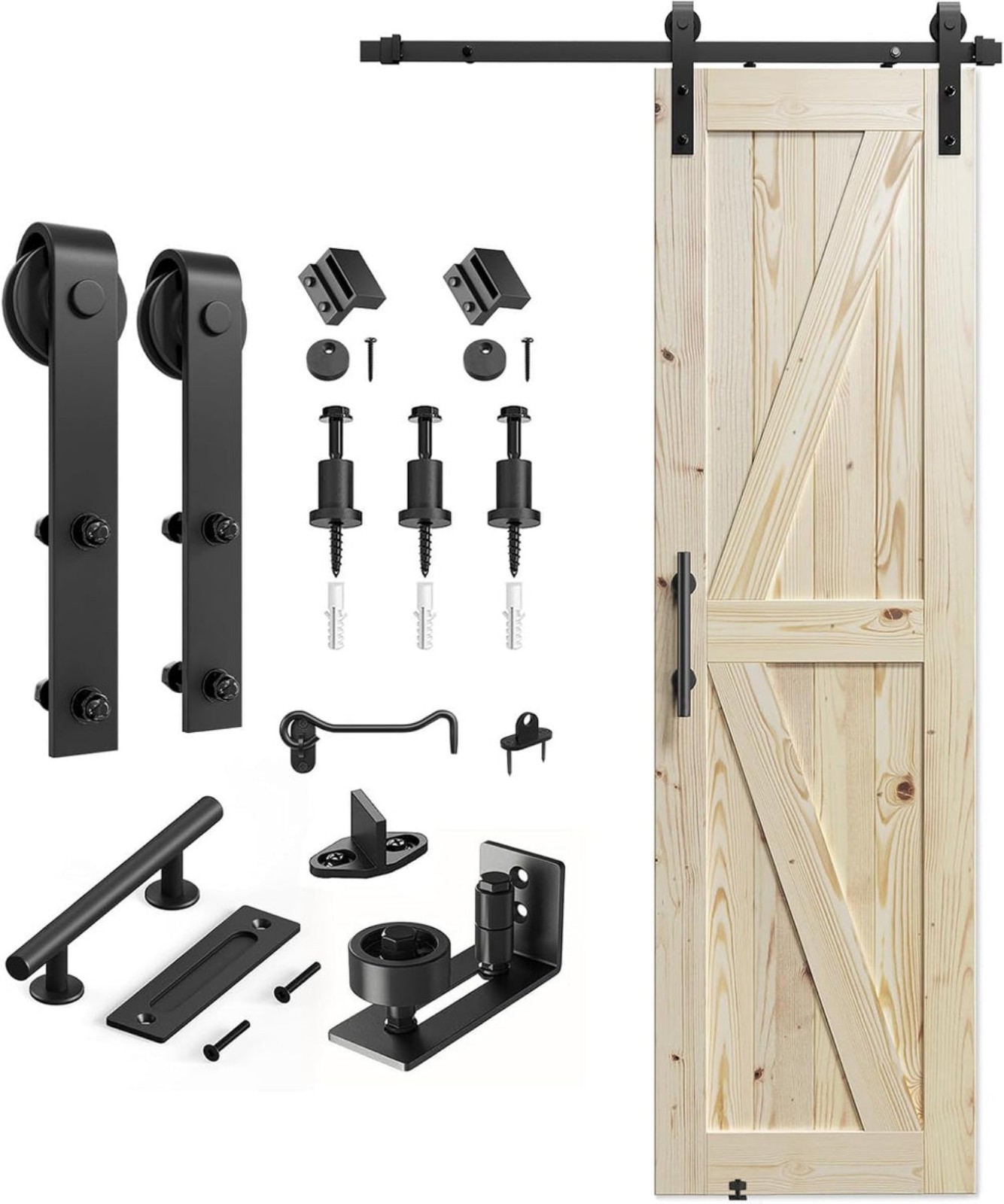SMARTSTANDARD 24in x 84in Sliding Barn Door with 4ft Barn Door Hardware Kit