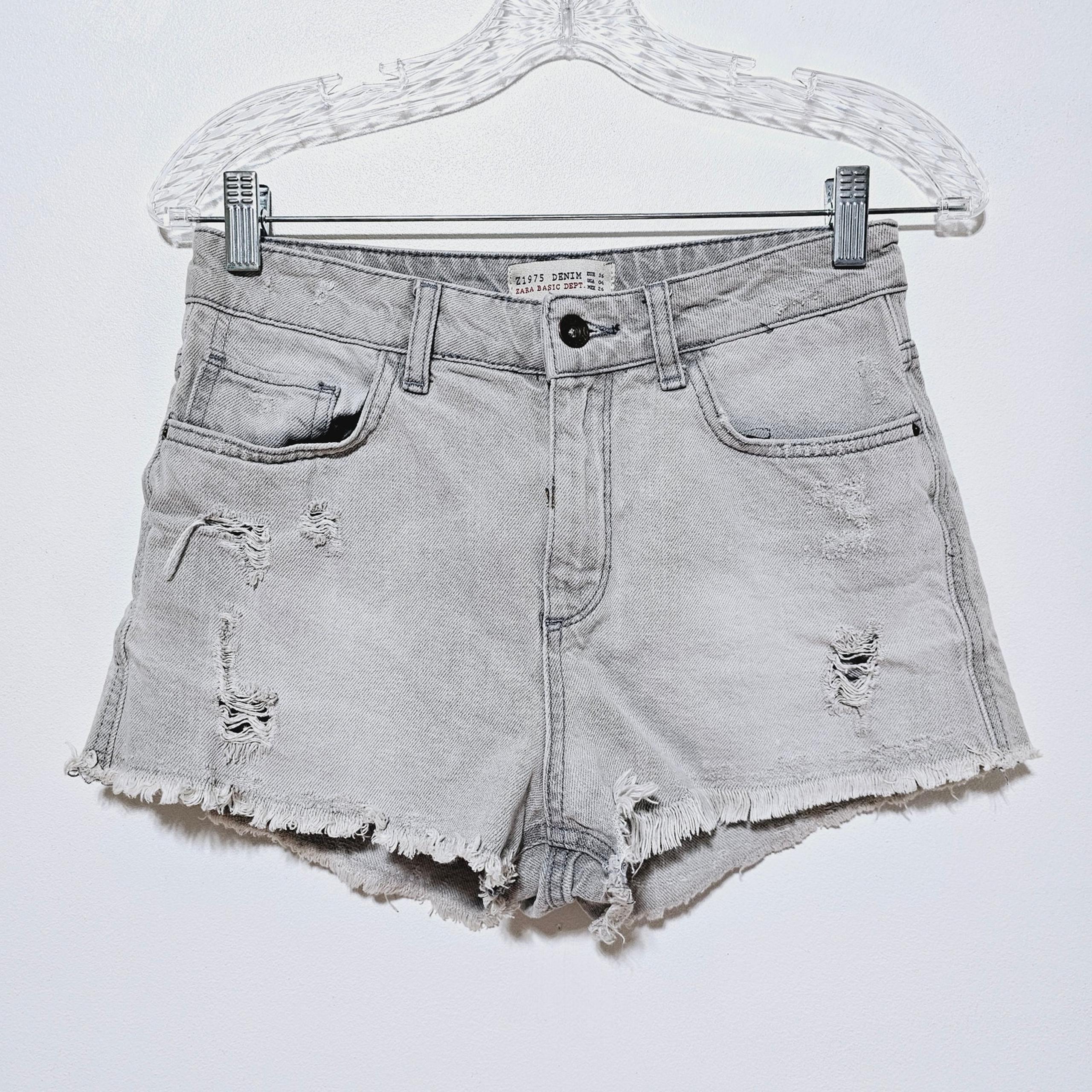 Zara Z1796 High Rise Shorts Distressed Gray Casual Summer Women's Size 4