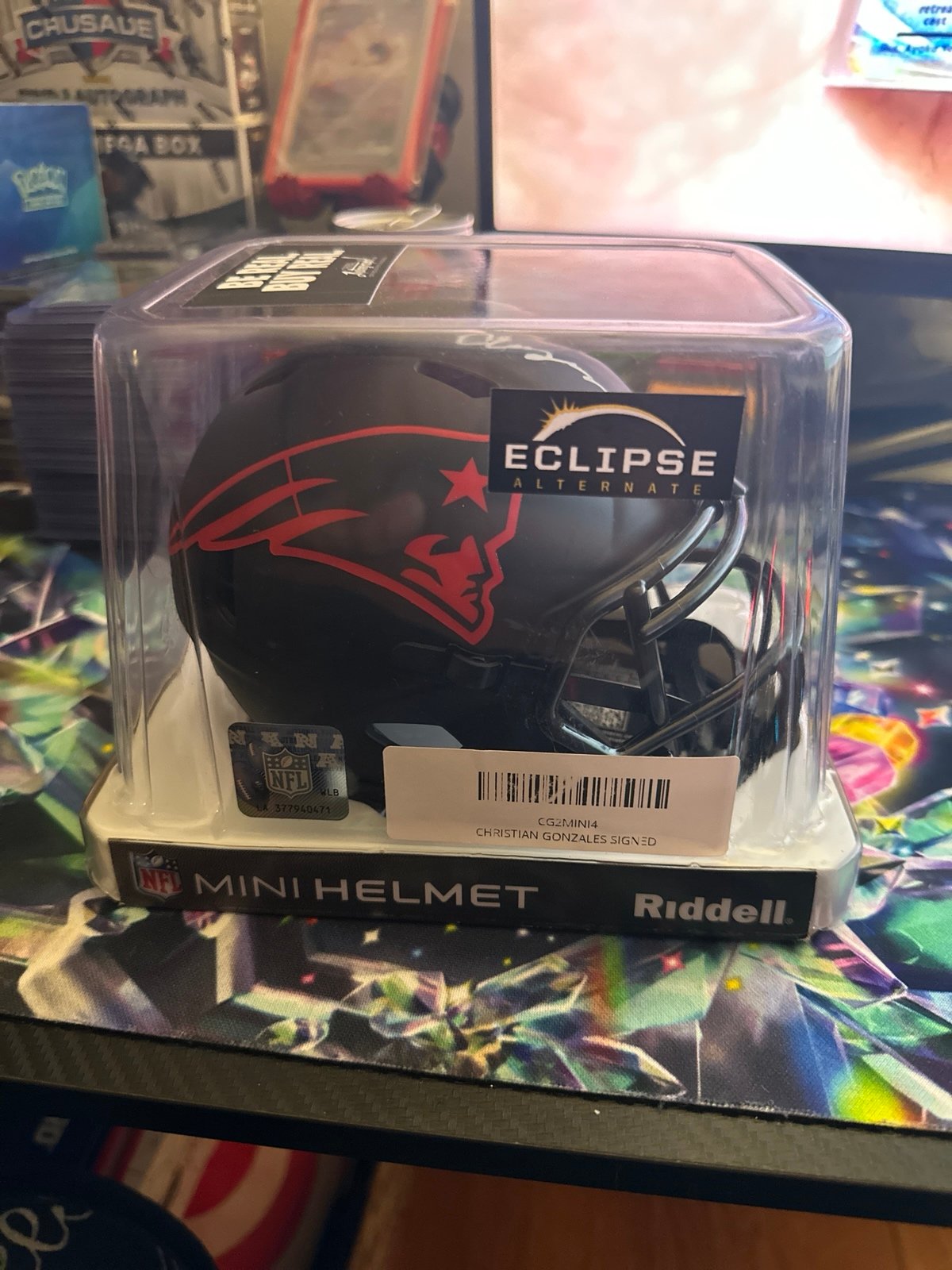 Christian Gonzalez autographed falcons mini helmet eclipse