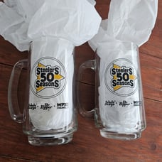Vintage Pittsburgh Steelers 50 Seasons Gold Cup Beer Mugs