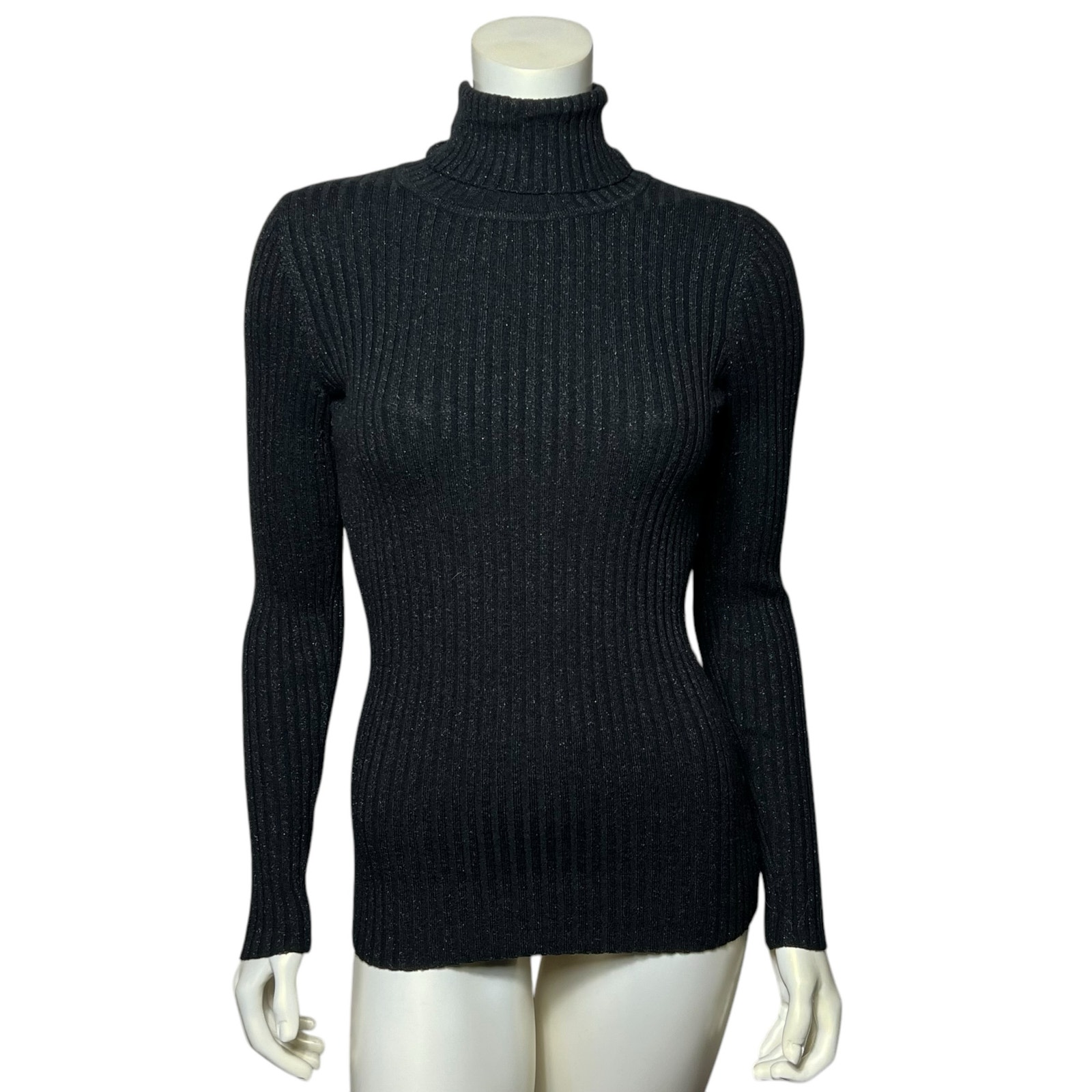 Express Black Ribbed Cutout Long Sleeve Turtleneck Top Y2K Fashion Medium