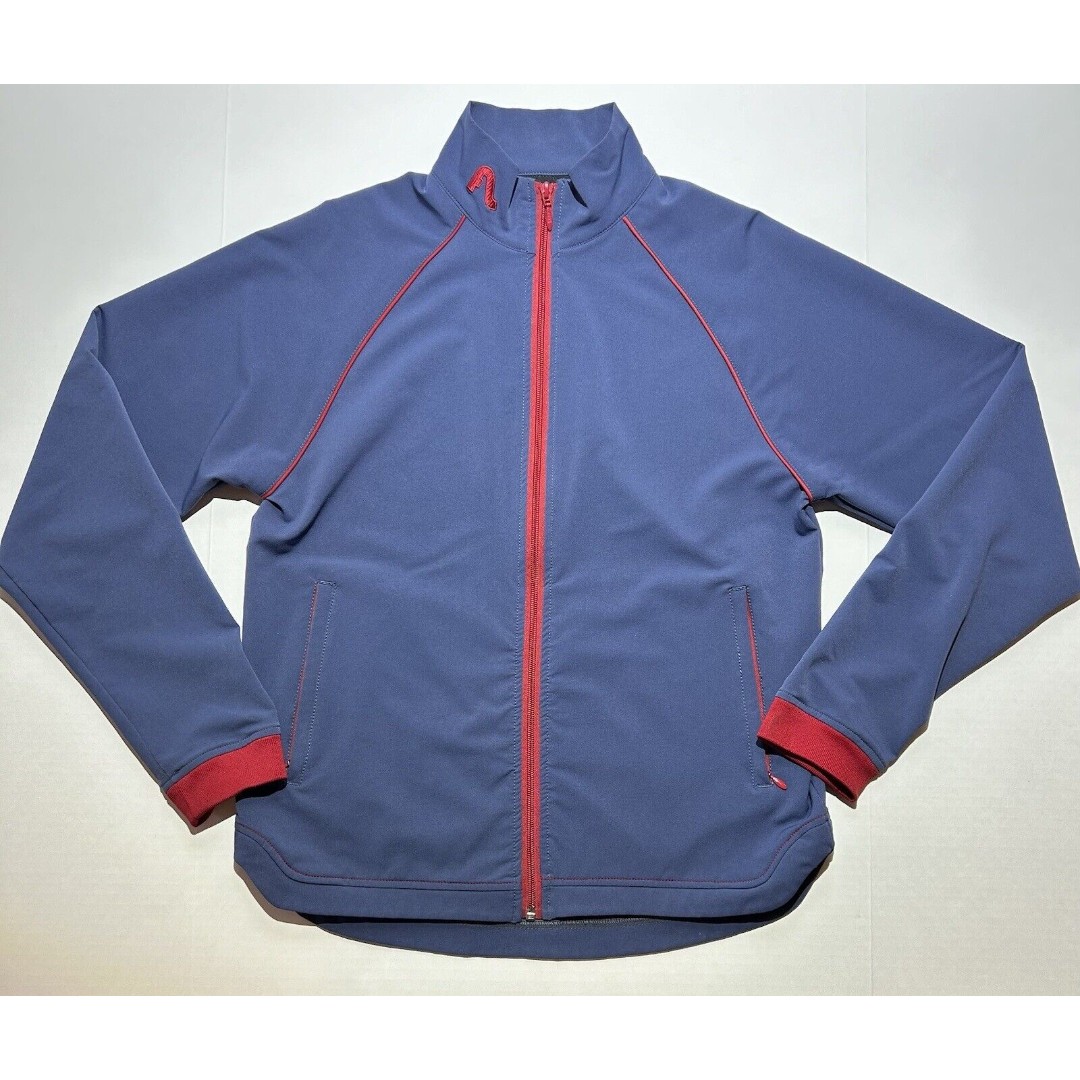 Flylow Men's Size Large Blue Red Outdoor Performance Softshell Jacket Small Hole