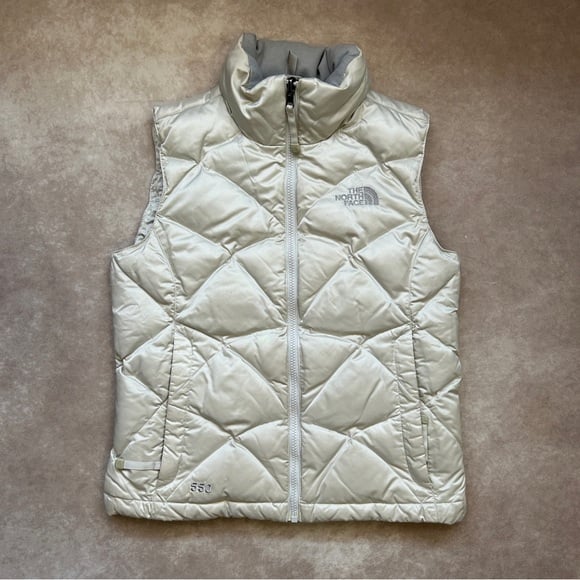 The North Face White Cream 550 Fill Puffer Vest Goose Down & Feather XS