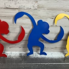 Barrel Of Monkeys Metal Art 3 Pieces 14 x 12 Made in USA