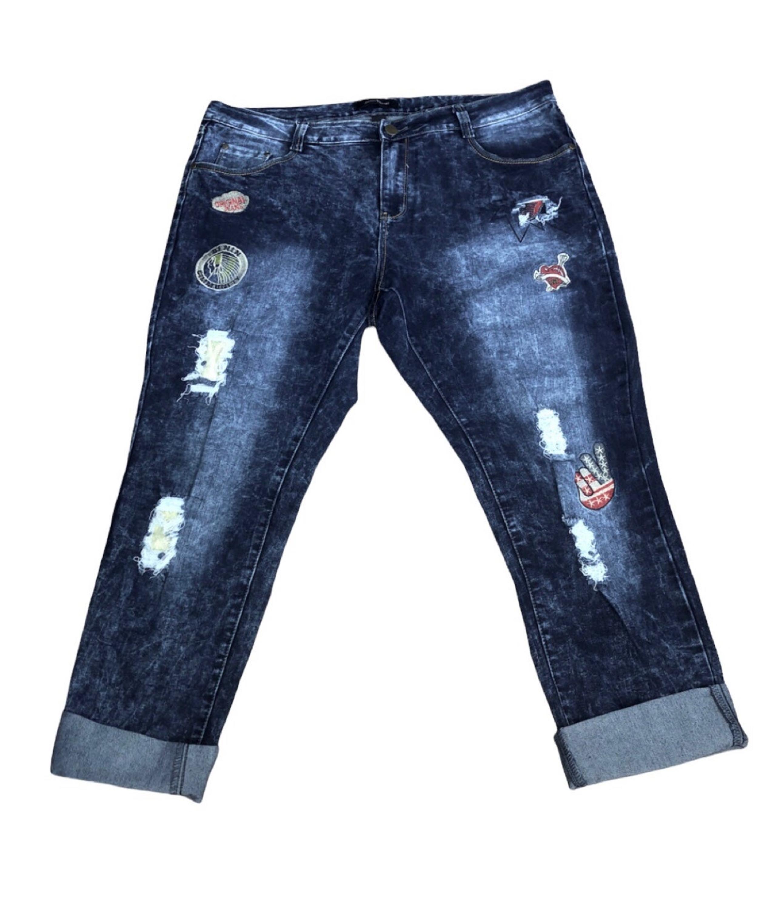 Ashley Stewart Distressed Patchwork  Jeans