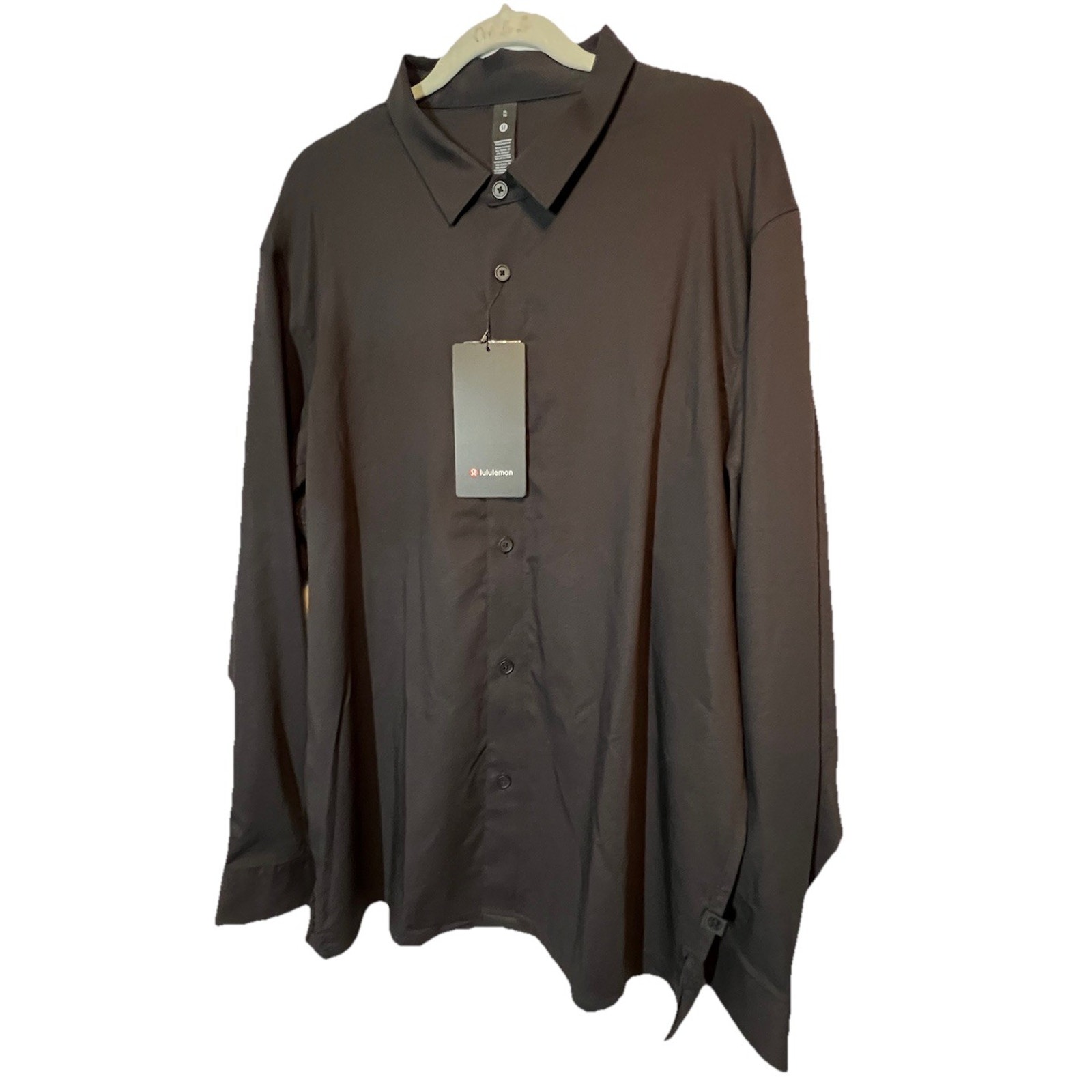 Lululemon Relaxed Fit Long Sleeve Button Up Black Men's Size XL NWT MSRP118