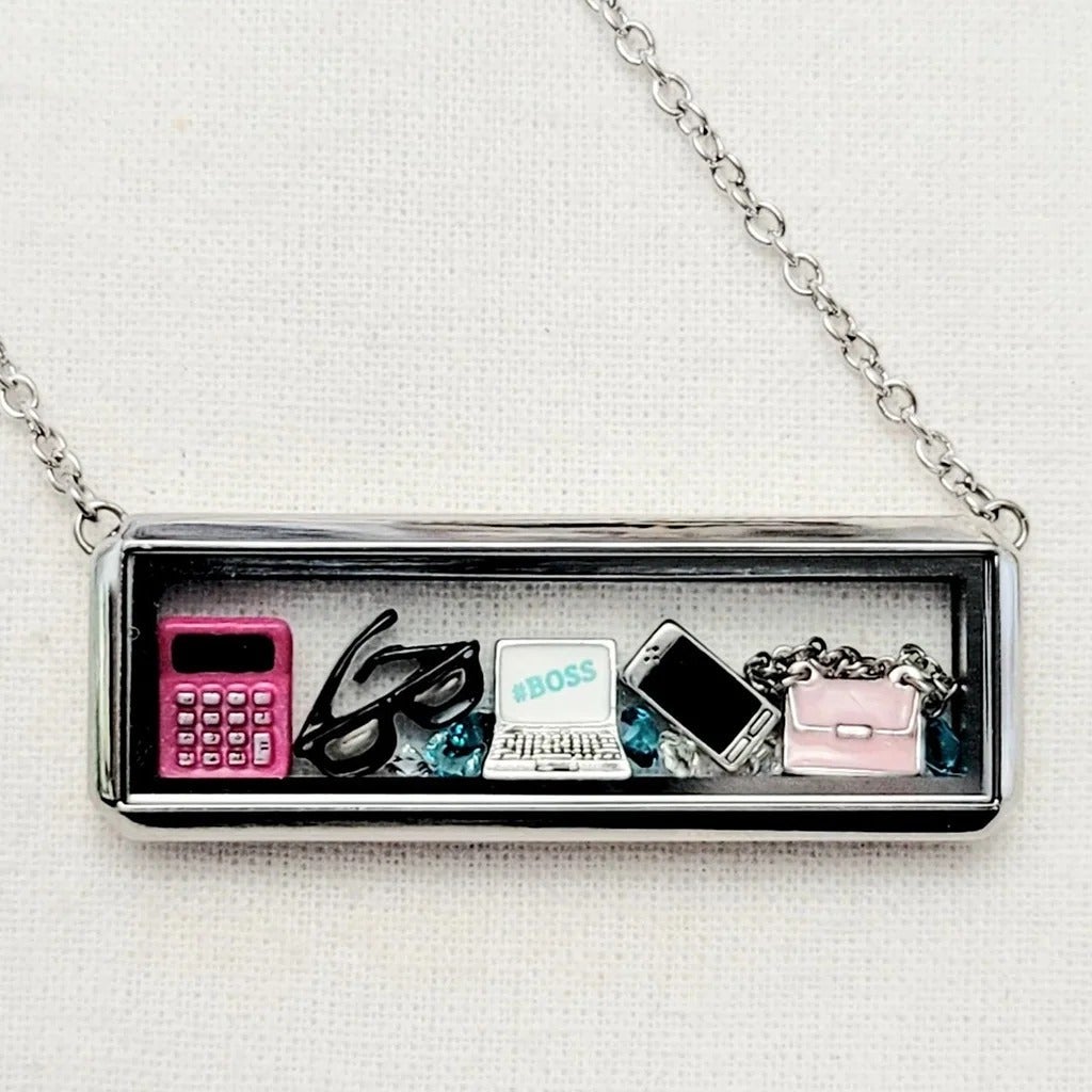 Boss Babe Silver Bar Locket Necklace