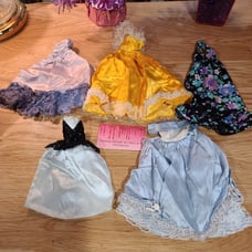 LOT OF 5 VINTAGE SILK/SATIN BARBIE DRESSES!