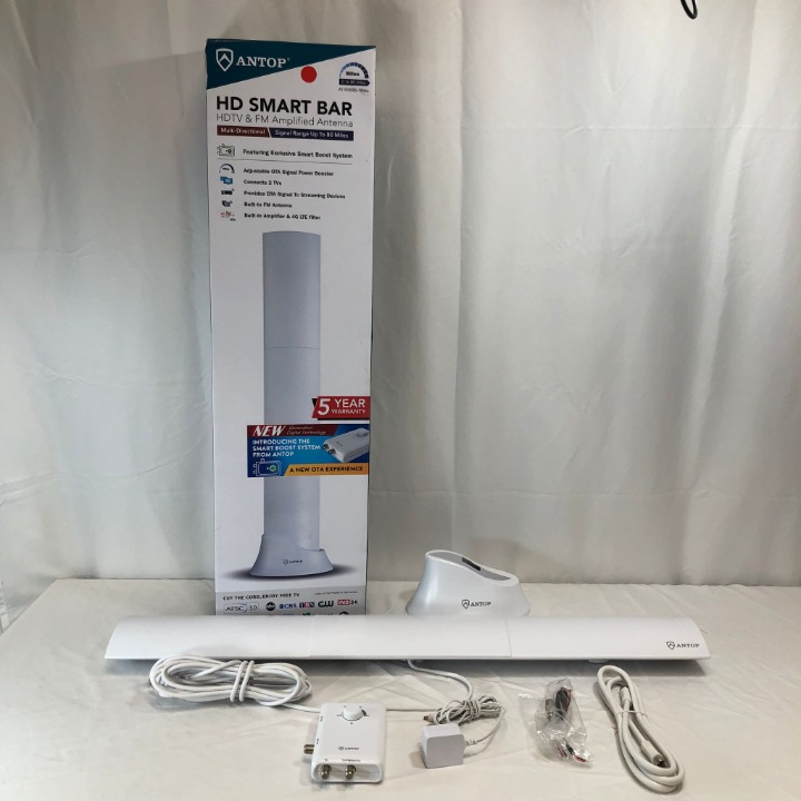 ANTOP AT-500SBS HD Smart BAR Amplified Indoor HDTV＆FM Antenna with 80-Mile Range