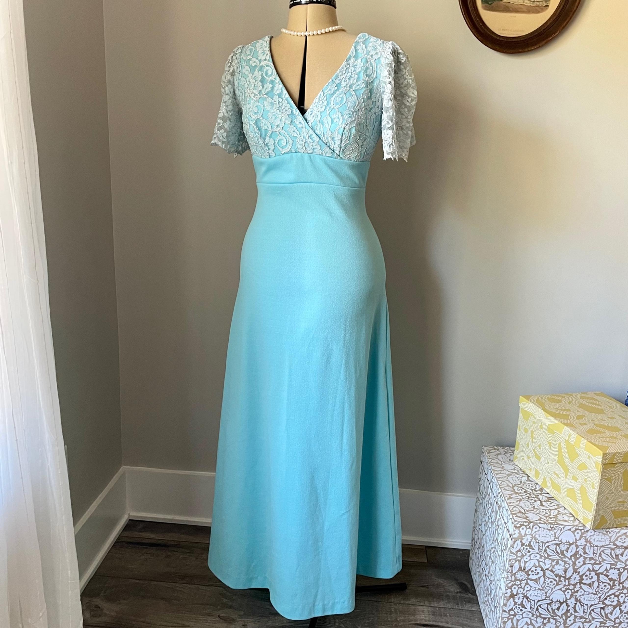 Vintage 1960s mod gown with lace bodice