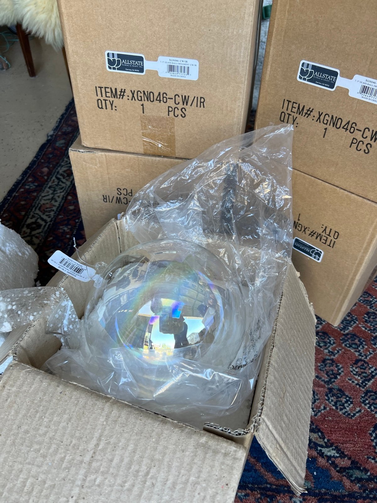 Five 7.5” Glass Ball Ornament Crafts/weddings/displays