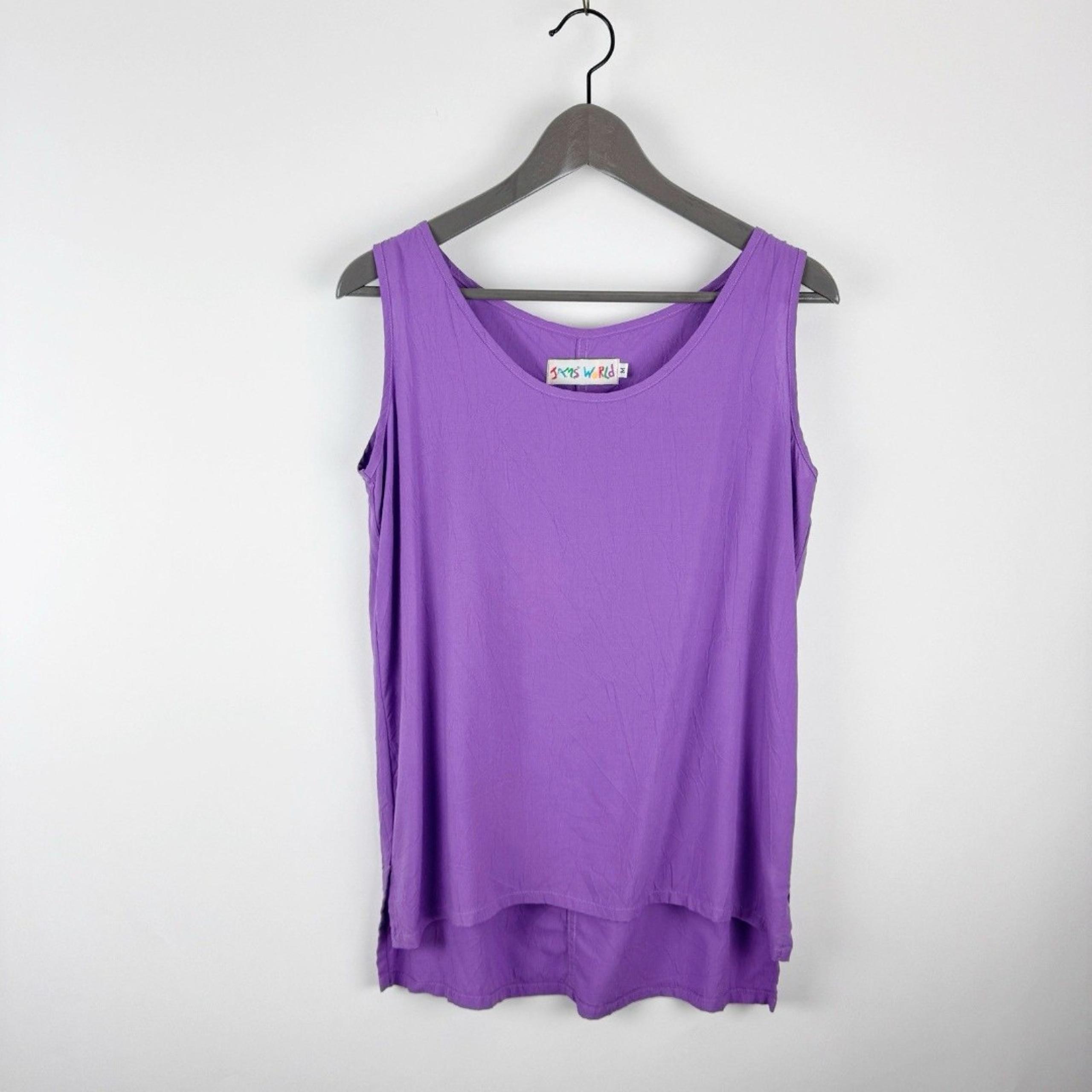 Vintage Jams World Hawaii Rayon Tank Top Size Medium Solid Purple Made in USA
